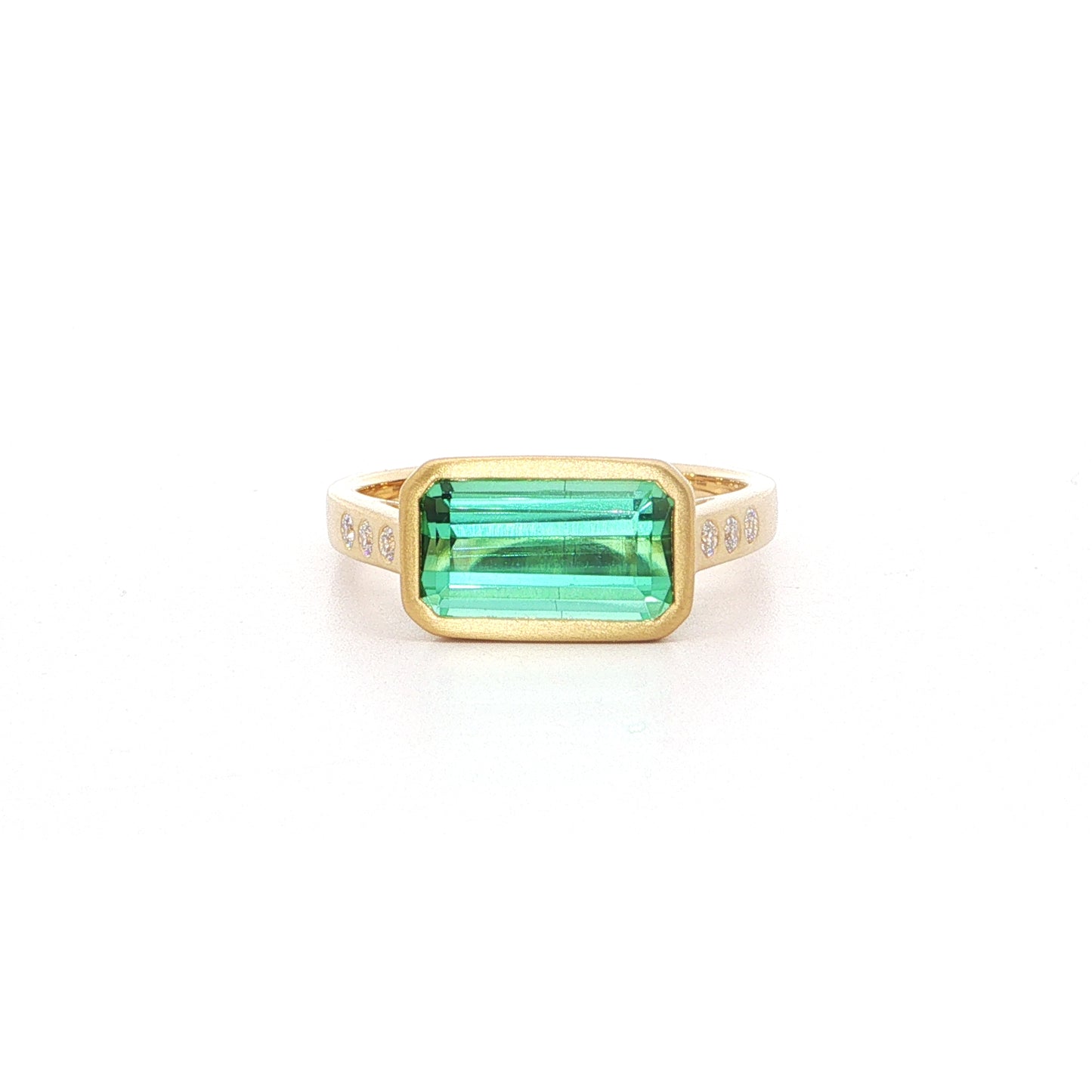 Mint Tourmaline Emerald Cut Skinny Stack Ring 2.31/0.10ct 18K Yellow Gold Size 7