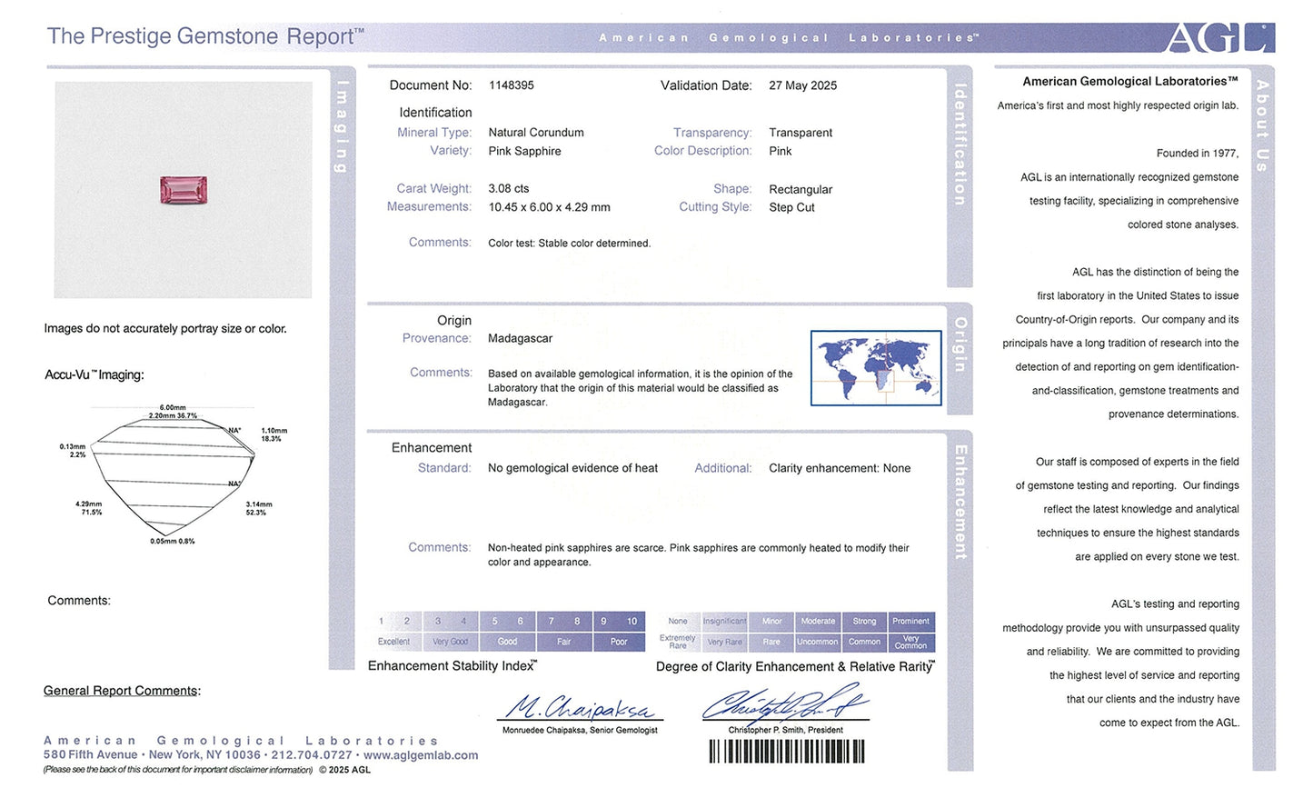 MAD PSA BG (AGL) 3.08CT (N) 10.45X6MM KC93200