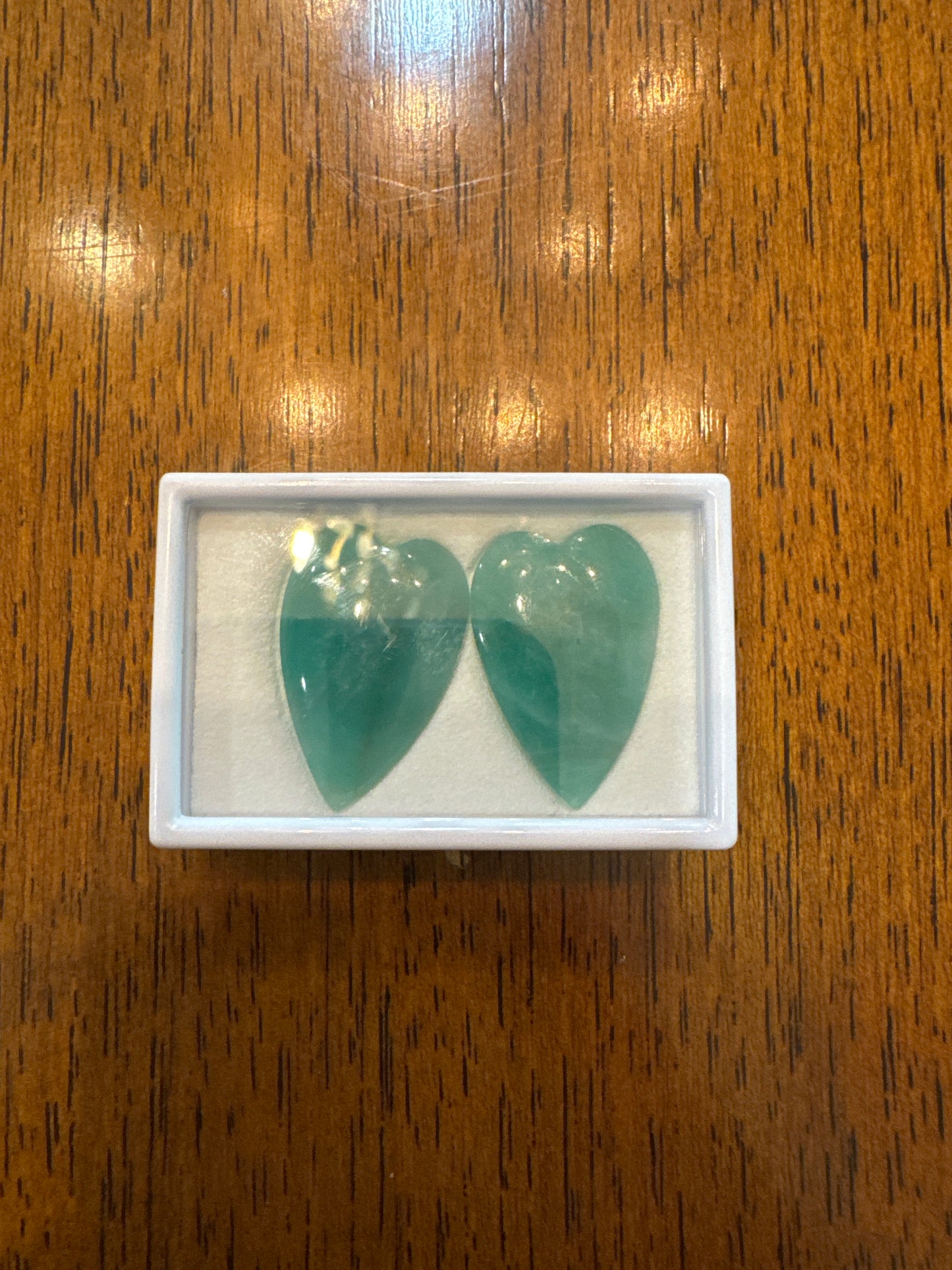 Emerald Heart Cabochon Matched Pair 33.40ct (O) 75pct