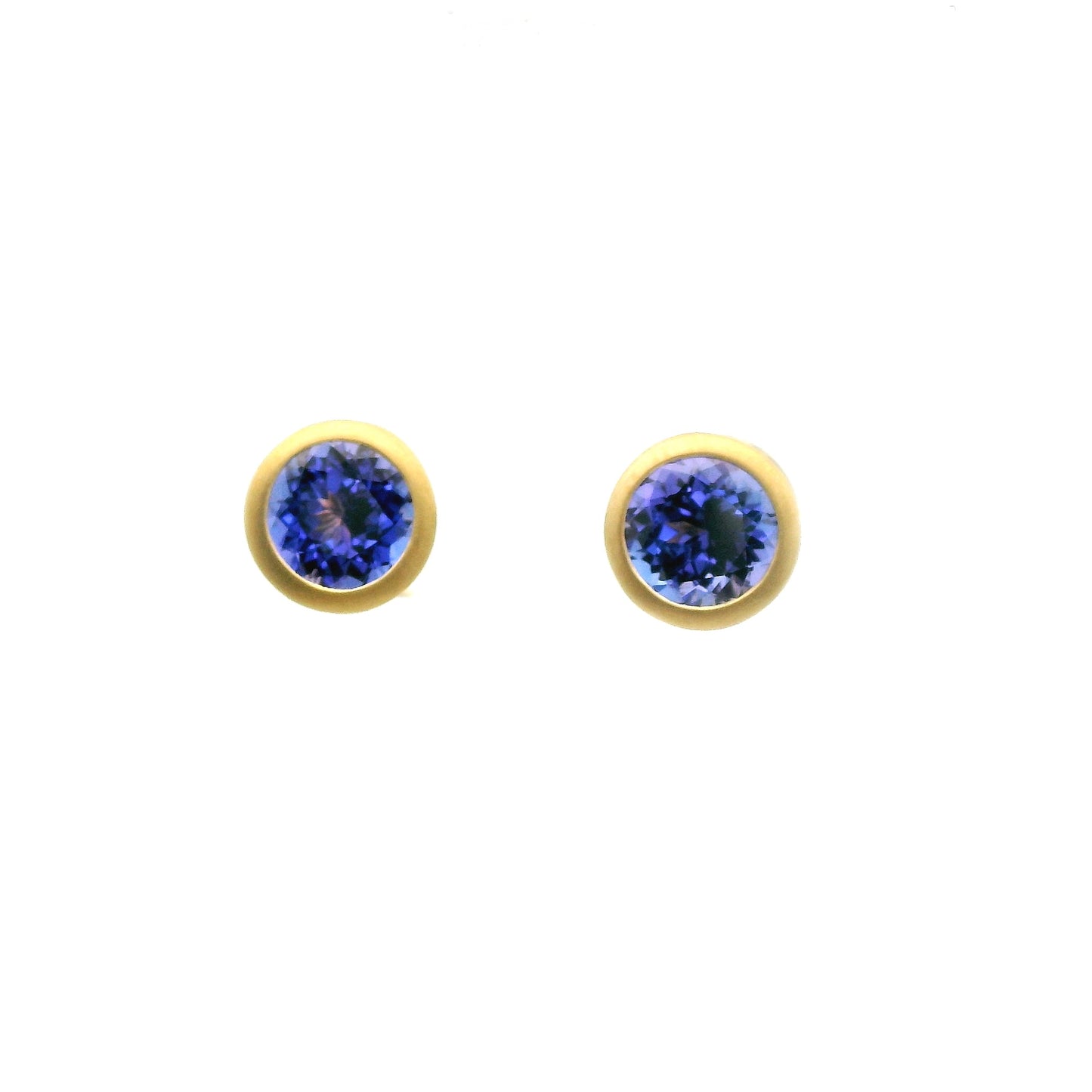 Tanzanite Round Bezel Earring 2.94ct 18K Yellow Gold (3)