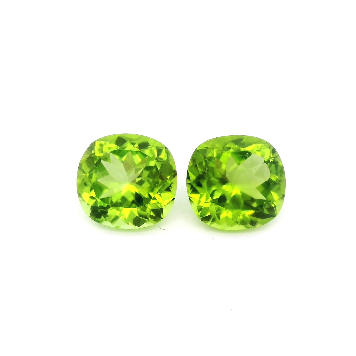 Pakistani Peridot Cushion Matched Pair 9.68ct (N) 10.4x10.1mm 150pct