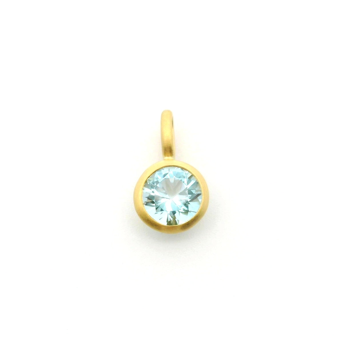 Aquamarine Round Bezel Pendant 0.52ct 18K Yellow Gold