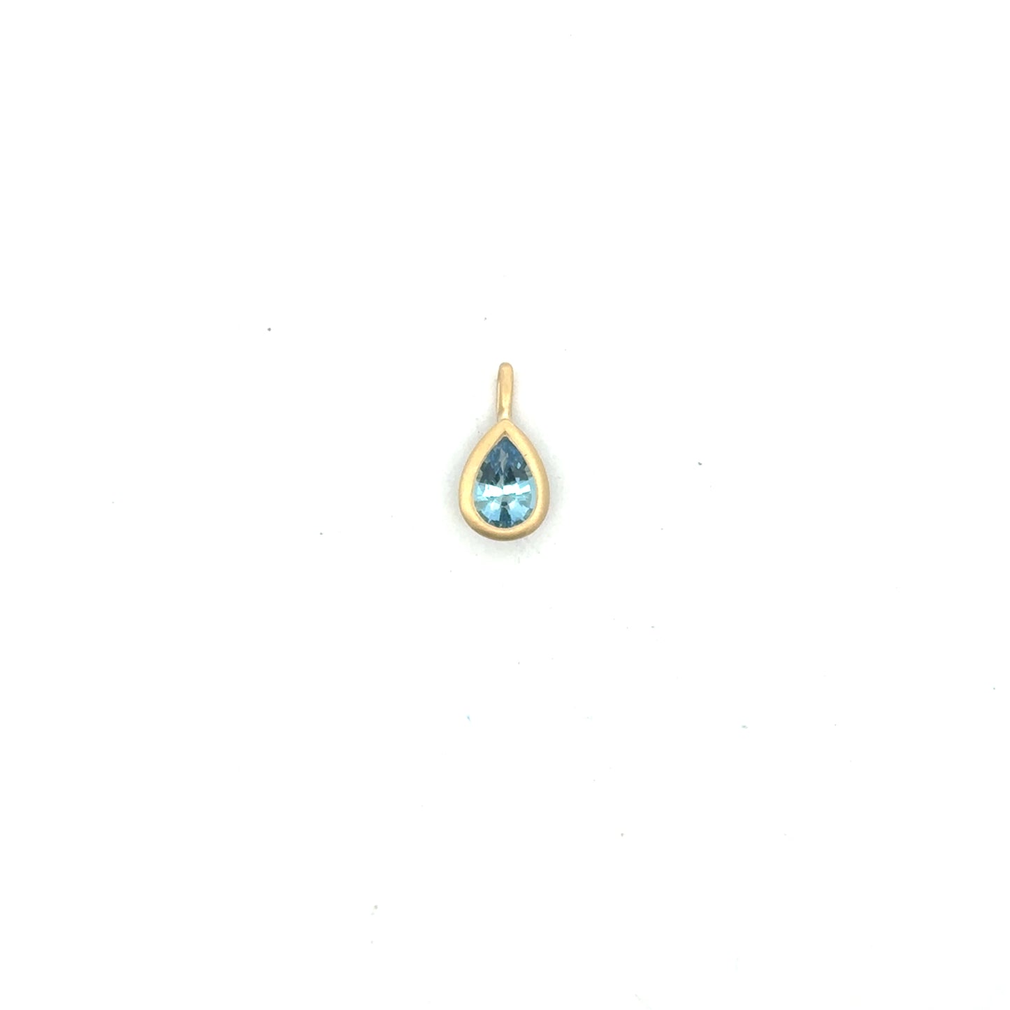 Aquamarine Pear Shape Bezel Pendant 0.54ct 18K Yellow Gold