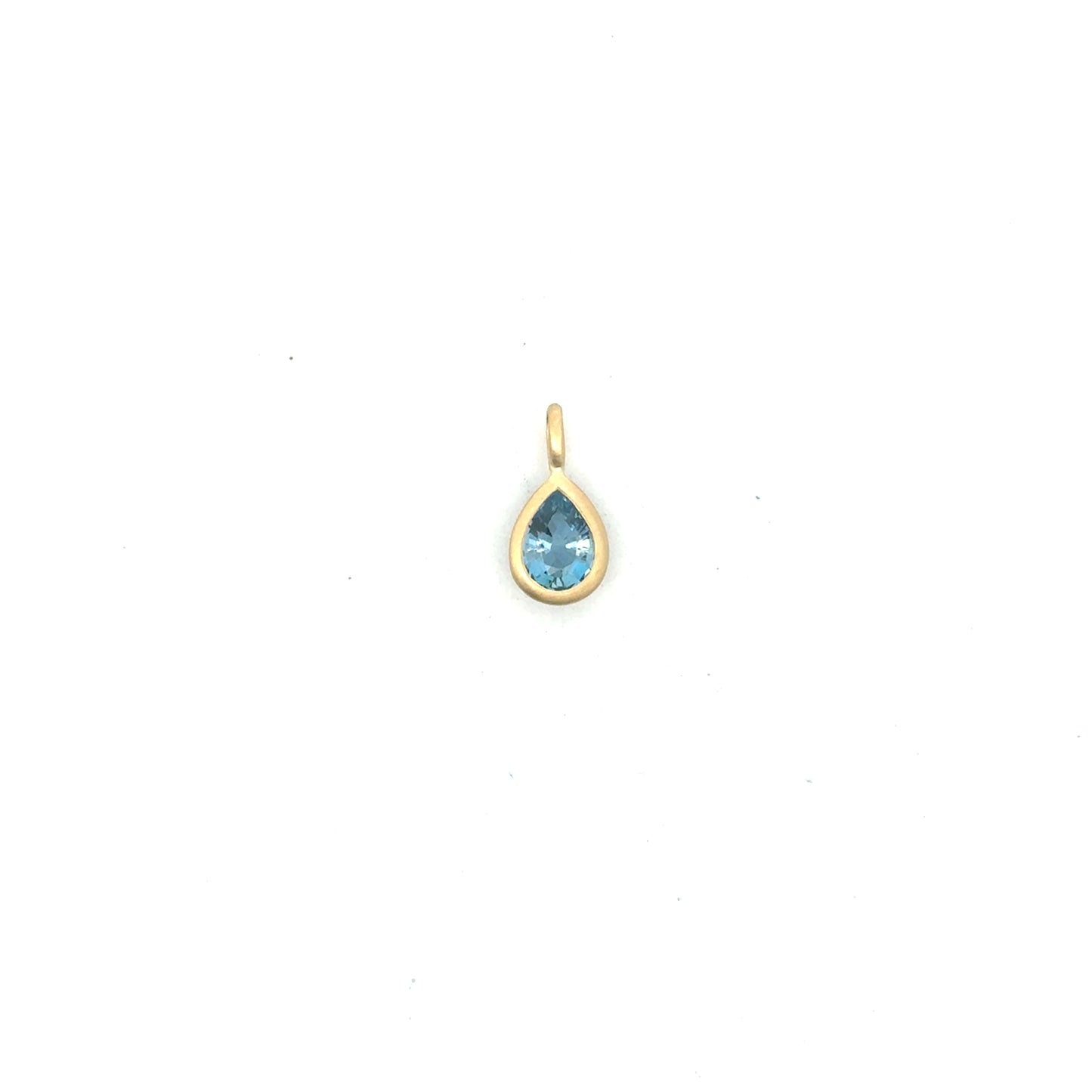 Aquamarine Pear Shape Bezel Pendant 0.56ct 18K Yellow Gold
