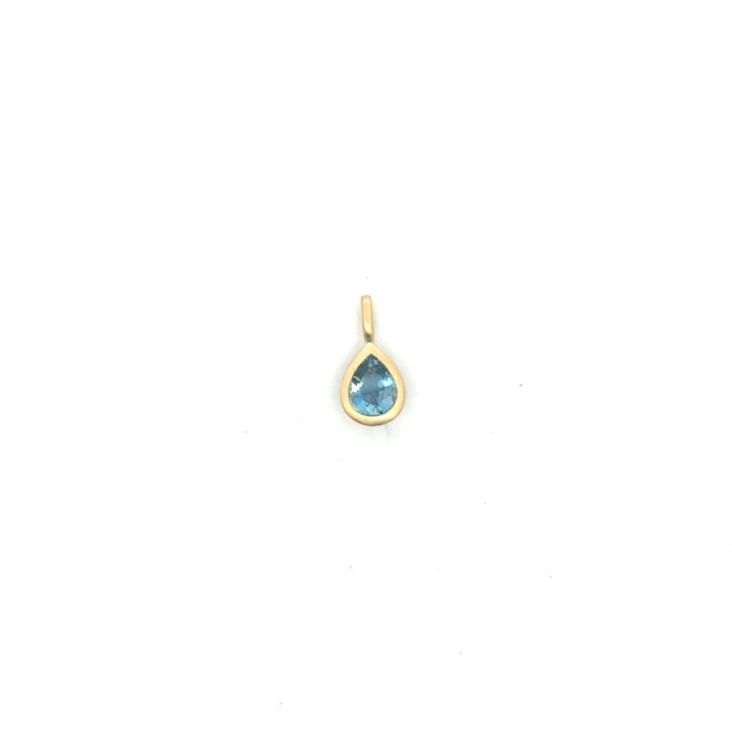 Aquamarine Pear Shape Bezel Pendant 0.62ct 18K Yellow Gold