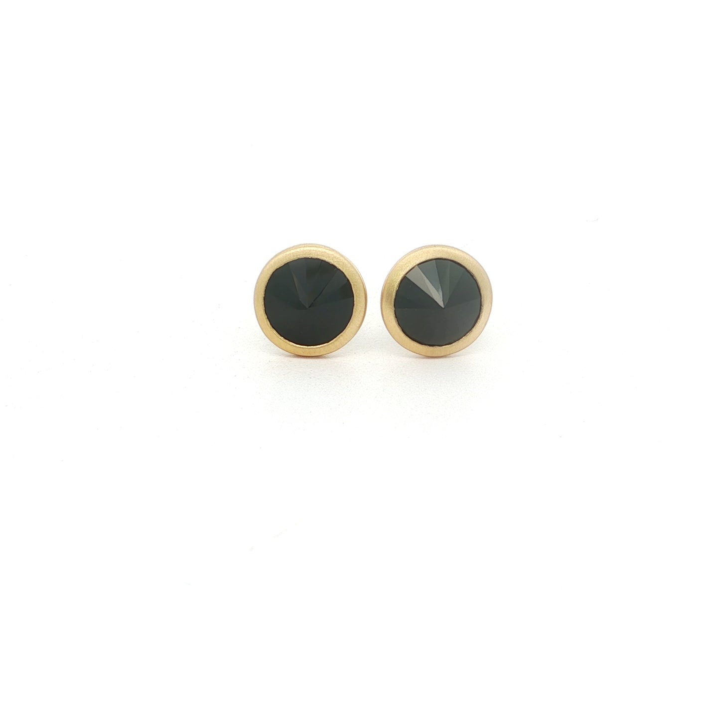 Black Spinel Round Bezel Earring 1.56ct 18K Yellow Gold (2)