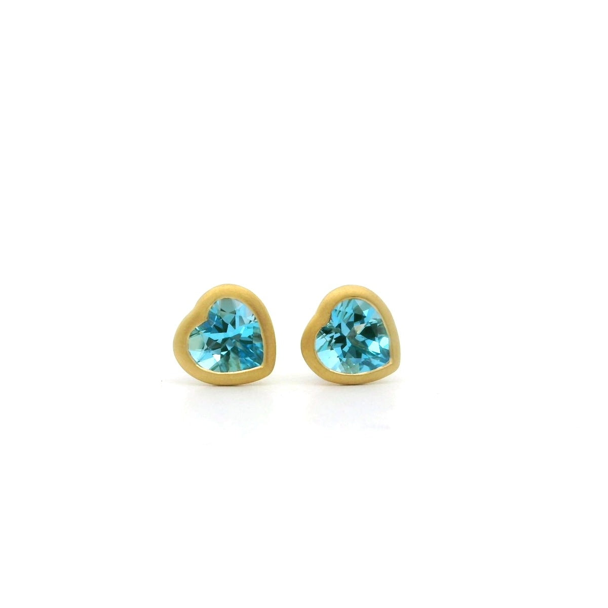 Blue Topaz Heart Bezel Earring 1.07ct 18K Yellow Gold
