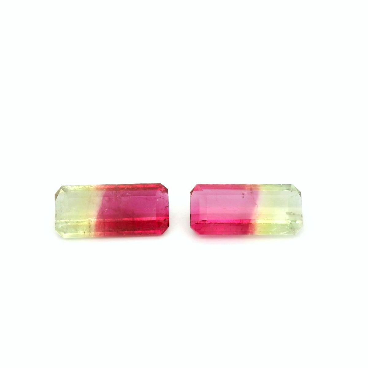 Bicolor Tourmaline Emerald Cut Matched Pair 5.35ct (H) 13.25x6.2mm 200pct