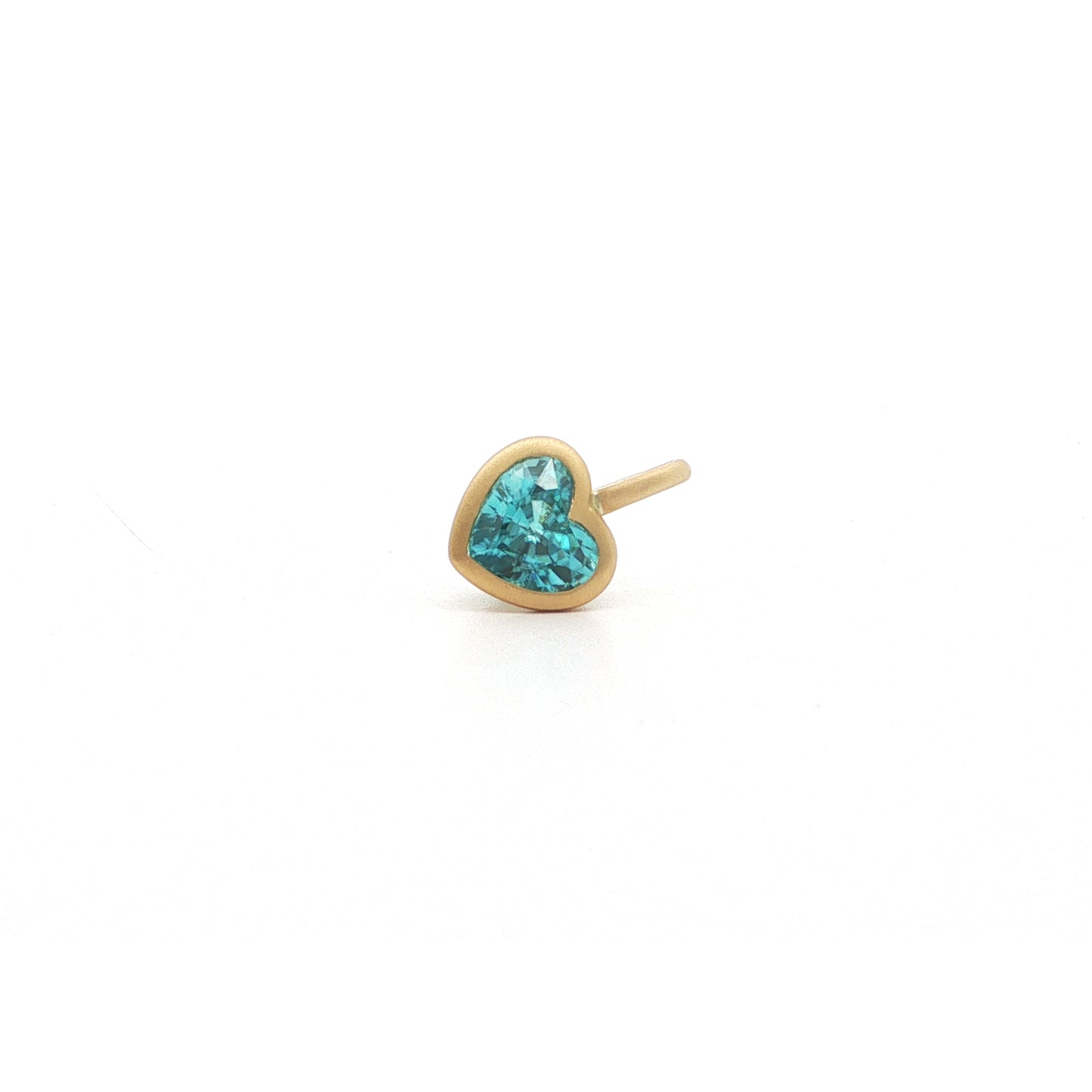 Blue Zircon Heart Bezel Pendant 1.05ct 18K Yellow Gold