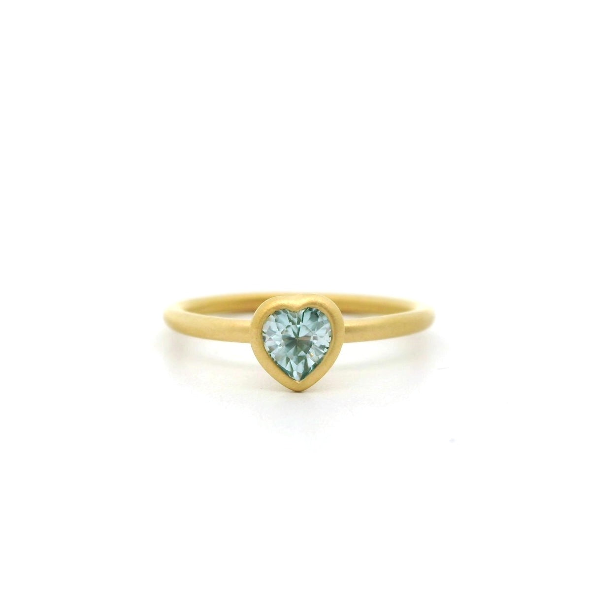 Blue Zircon Heart Yumdrop Ring 0.62ct 18K Yellow Gold Size 6.5
