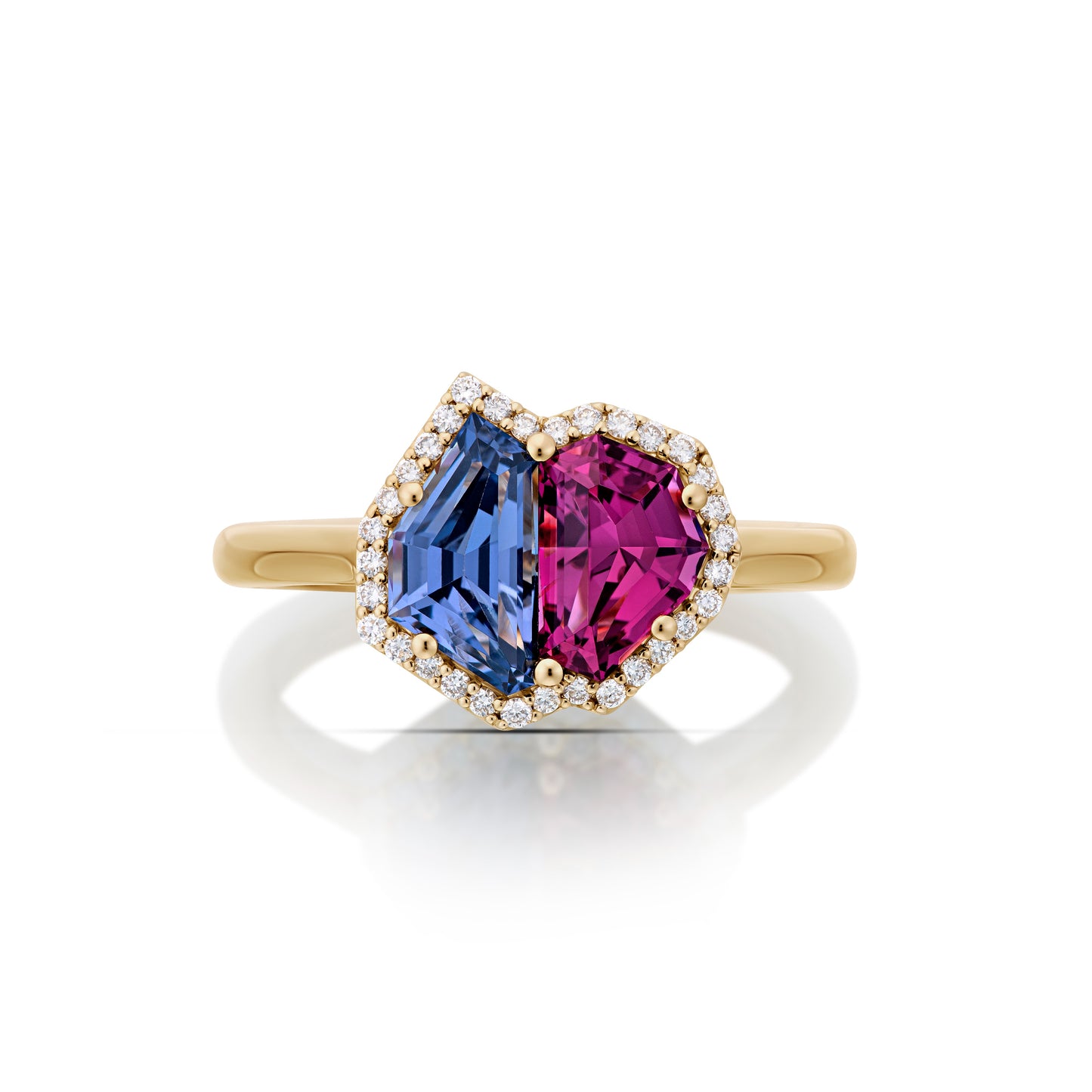 Spinel Fancy Cut 2 Stone Ring 2.51/0.15ct 18K Yellow Gold Size 7