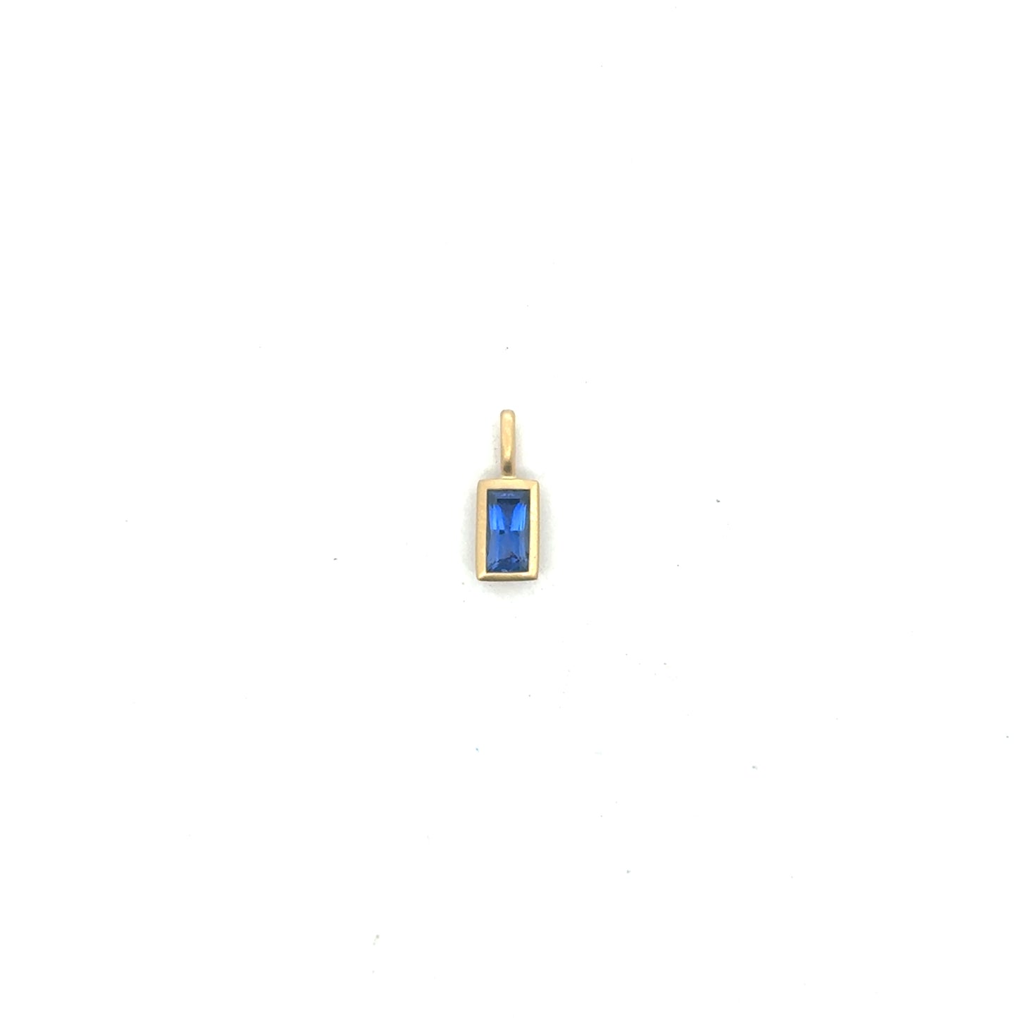 Blue Sapphire Baguette Bezel Pendant 0.54ct 18K Yellow Gold