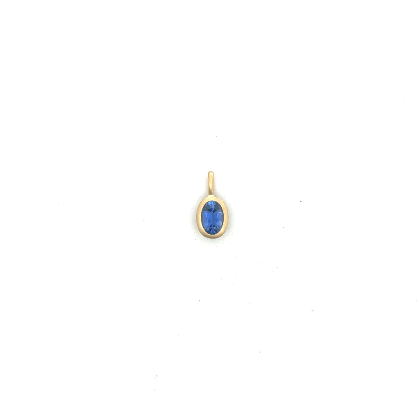 Blue Sapphire Oval Bezel Pendant 0.72ct 18K Yellow Gold