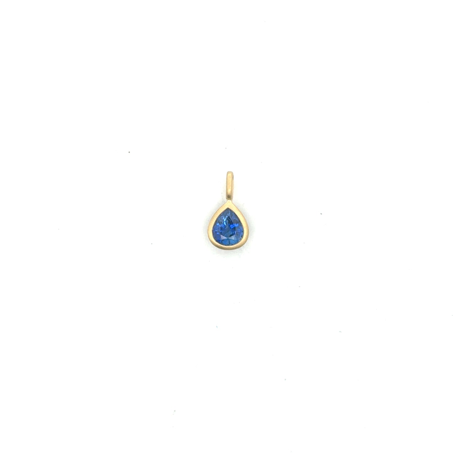 Blue Sapphire Pear Shape Bezel Pendant 0.85ct 18K Yellow Gold