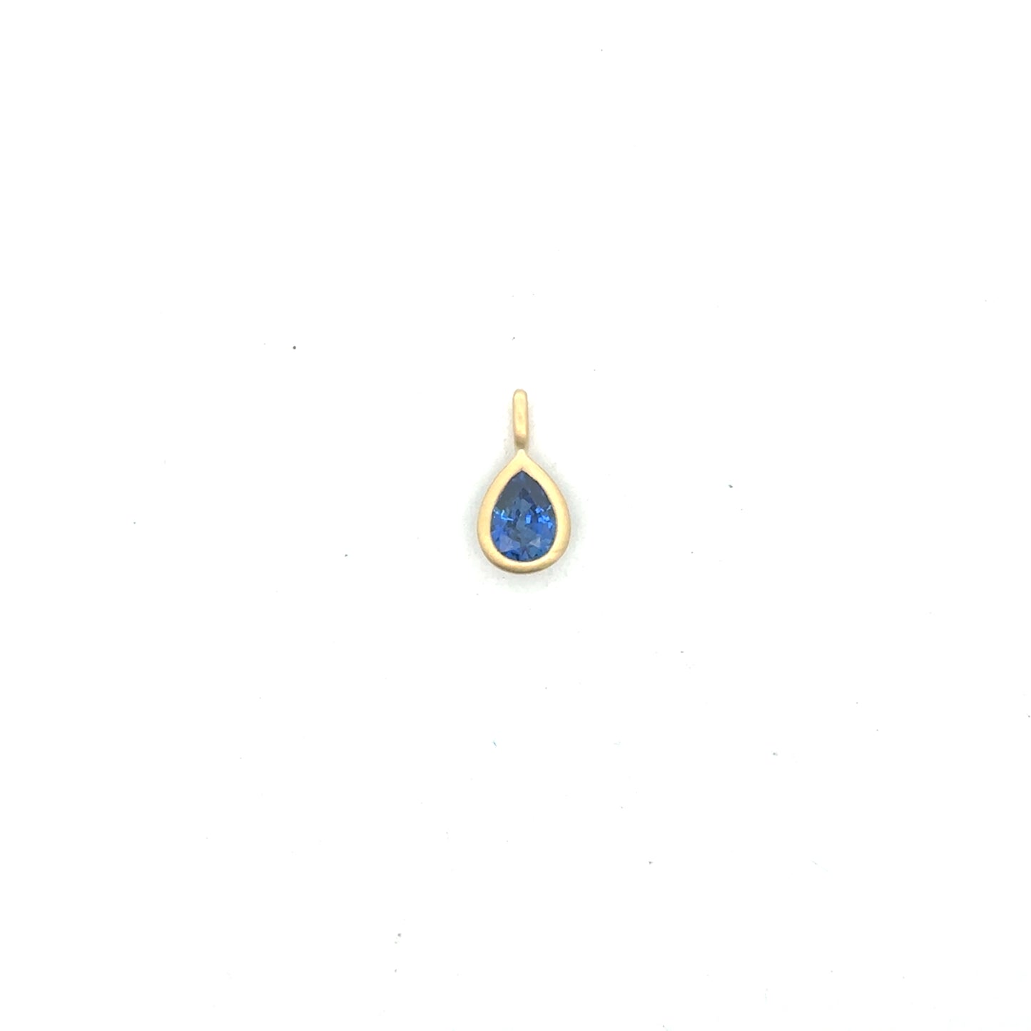 Blue Sapphire Pear Shape Bezel Pendant 1.03ct 18K Yellow Gold