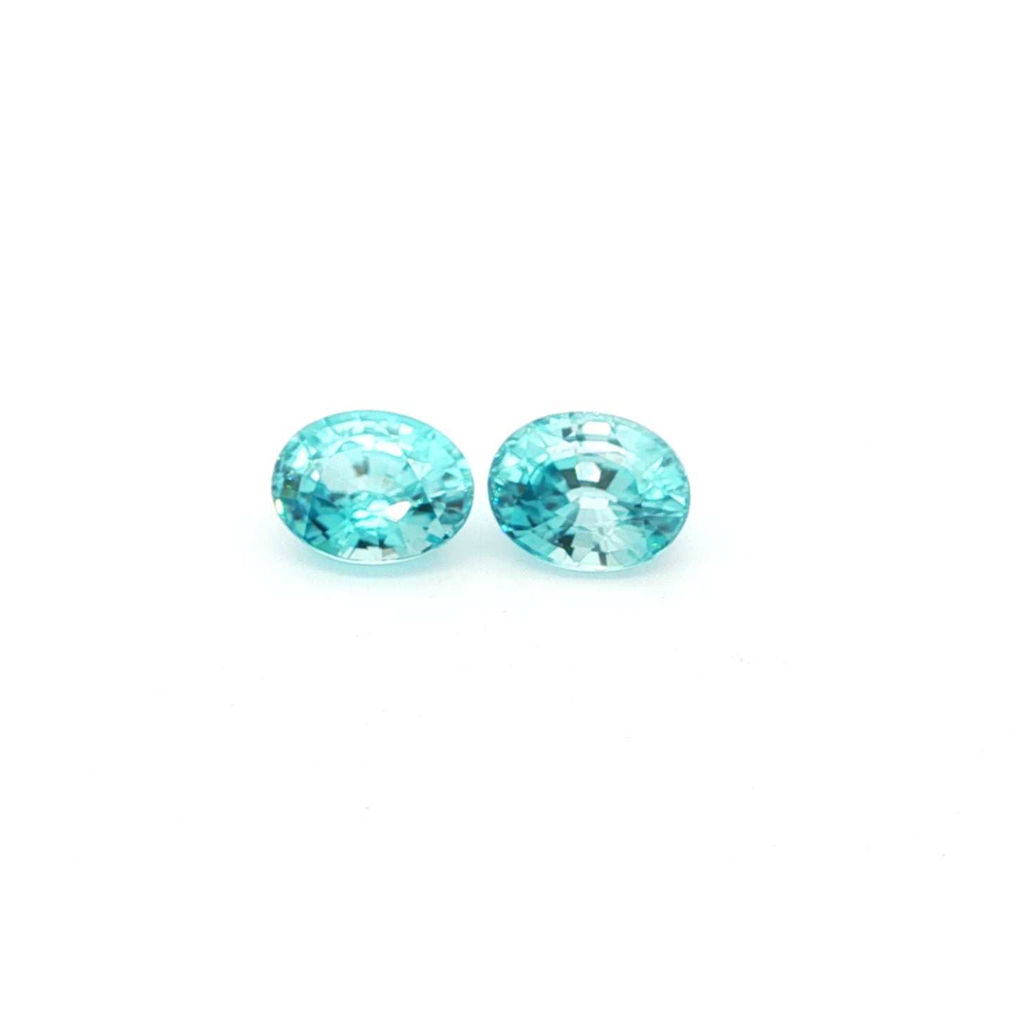 Cambodian Blue Zircon Oval Matched Pair 6.45ct (H) 9x7mm 150pct