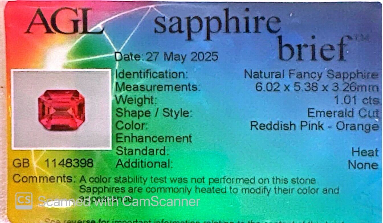 Red Sapphire Emerald Cut 1.01ct