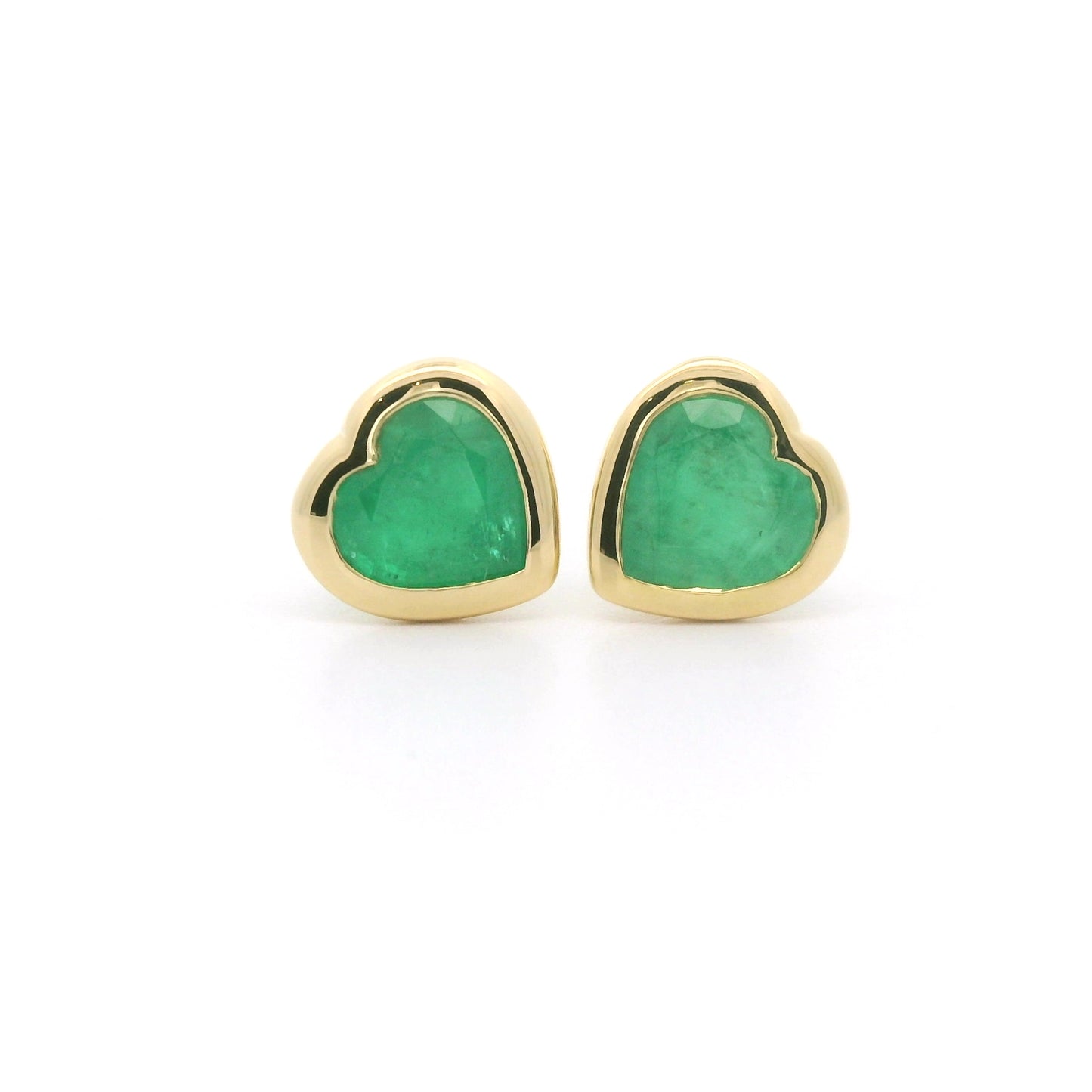Emerald Heart Bezel Earring 0.82ct 18K Yellow Gold