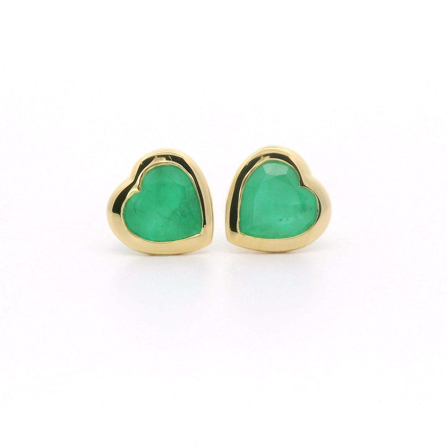 Emerald Heart Bezel Earring 0.87ct 18K Yellow Gold
