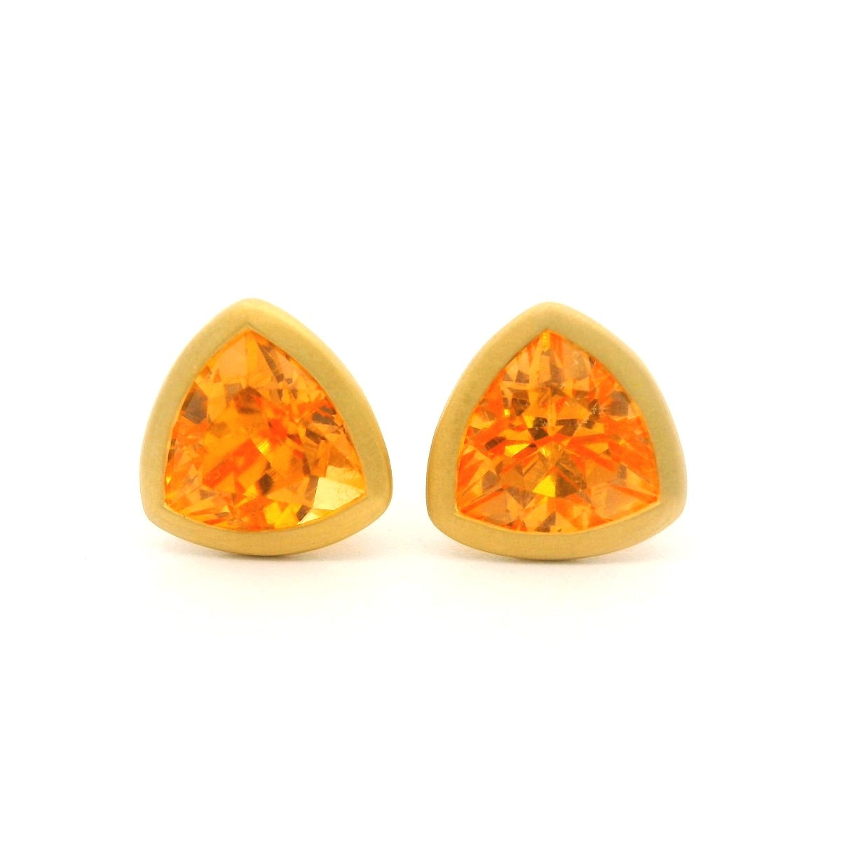 Spessartite Trillion Bezel Earring 2.07ct 18K Yellow Gold