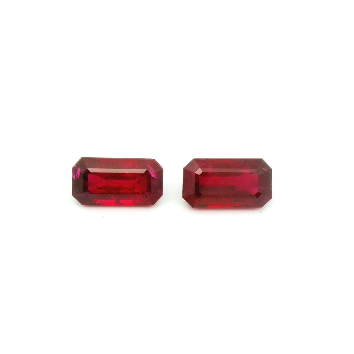 Burmese Ruby Emerald Cut Matched Pair 3.42ct (H) 8.8x4.8mm Certified 2800pct