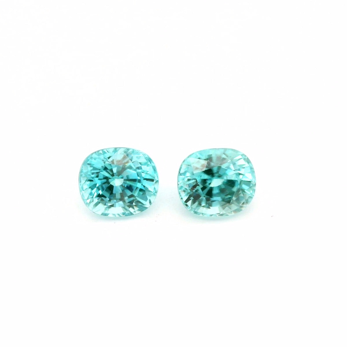 Blue Zircon Cushion Matched Pair 5.75ct (H) 7.6x6.7mm 110pct