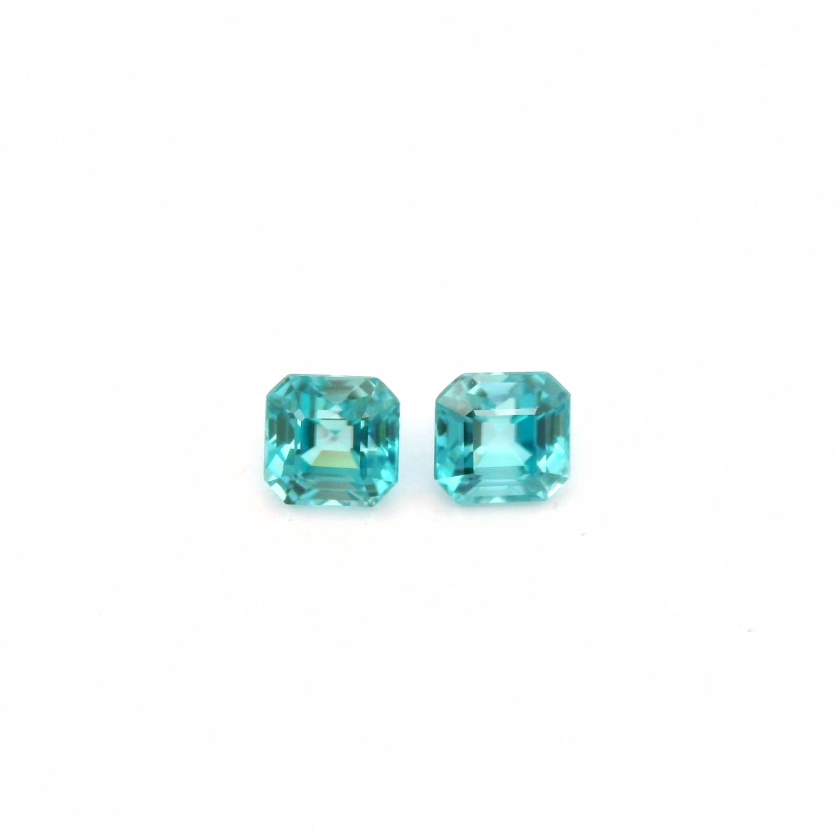 Blue Zircon Emerald Cut Matched Pair 6.12ct (H) 7mm 170pct