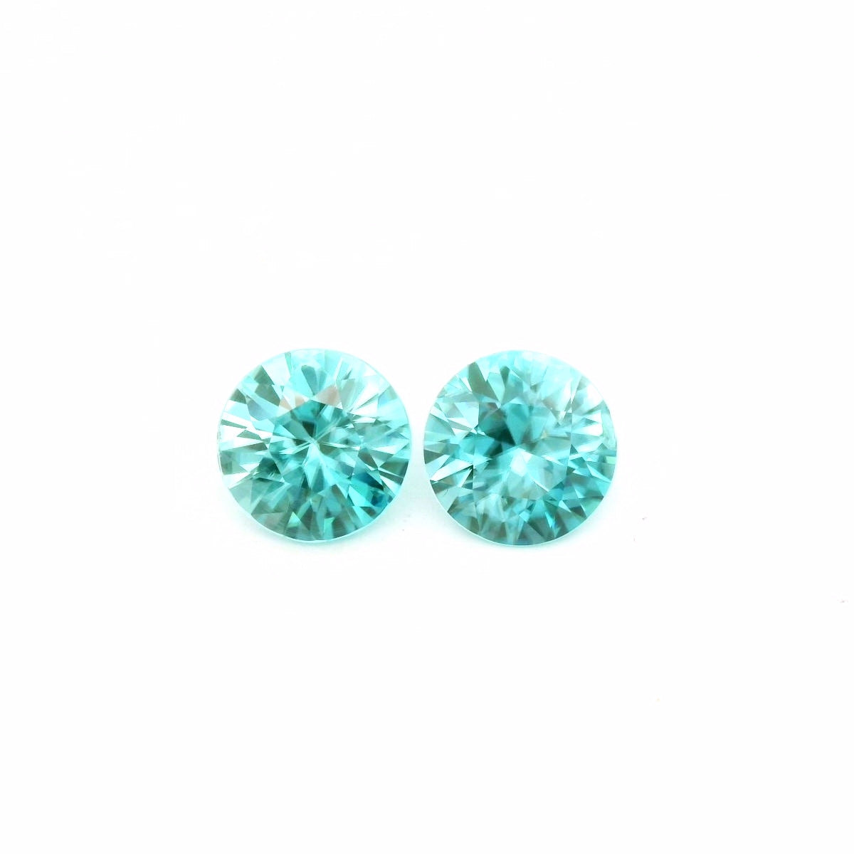 Blue Zircon Round Matched Pair 7.52ct (H) 9mm 250pct