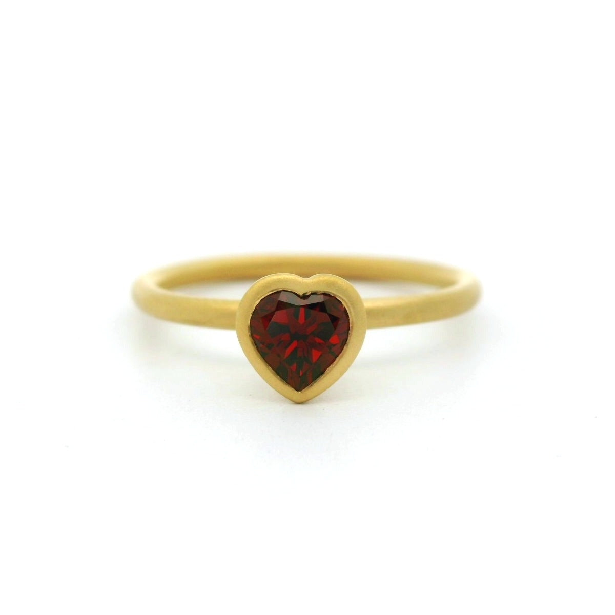 Garnet Heart Yumdrop Ring 0.54ct 18K Yellow Gold Size 6.5