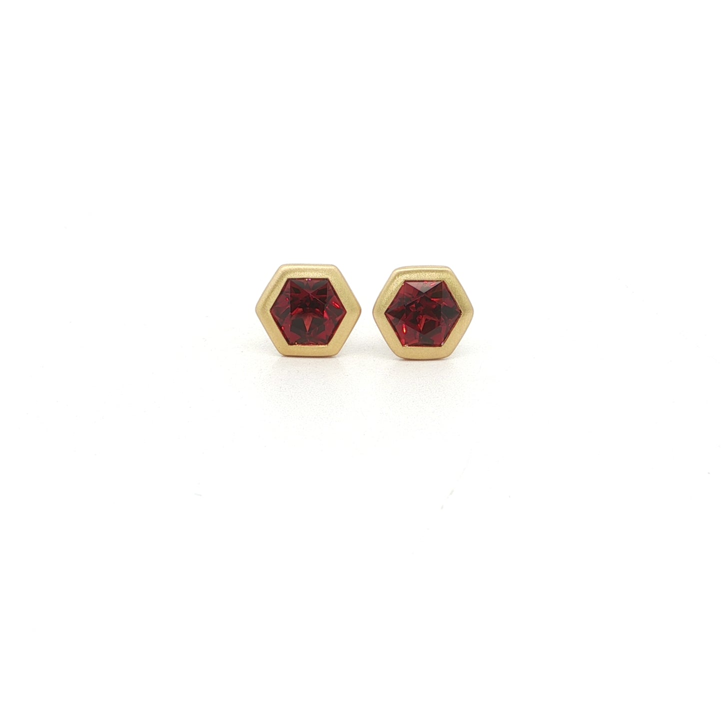 Rose Malaya Garnet Hexagon Bezel Earring 1.09ct 18K Yellow Gold (2)