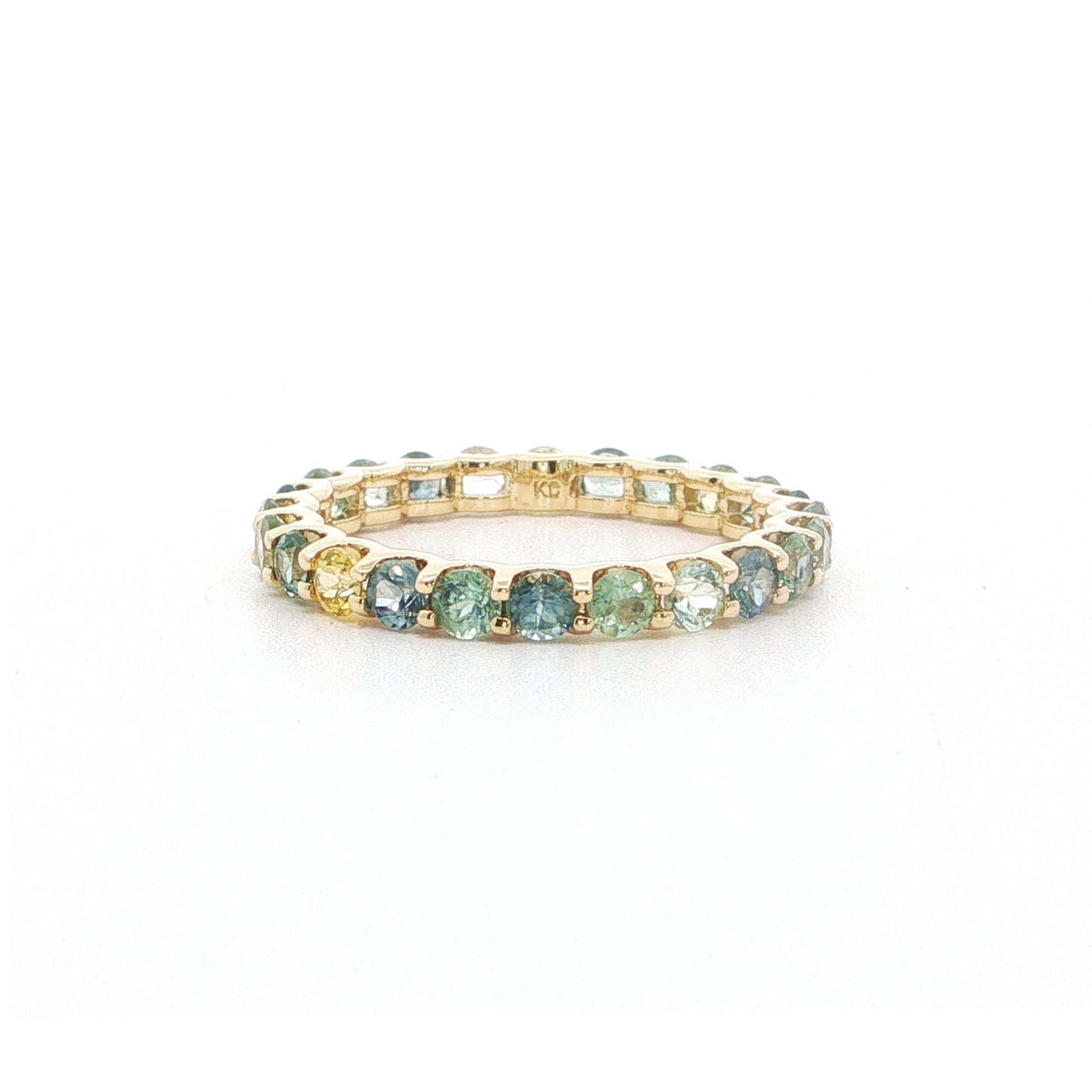 Montana Sapphire 2mm Eternity Band Ring 2.02ct 18K Yellow Gold Size 6.5