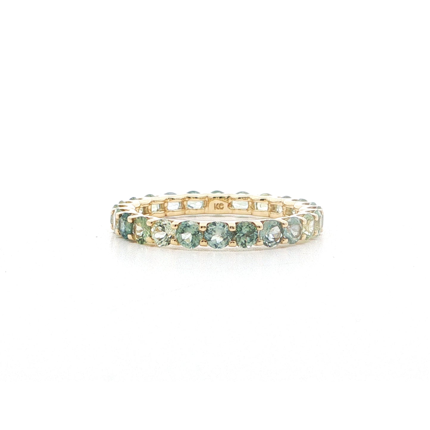 Montana Sapphire 2mm Eternity Band Ring 2.22ct 18K Yellow Gold Size 6.5