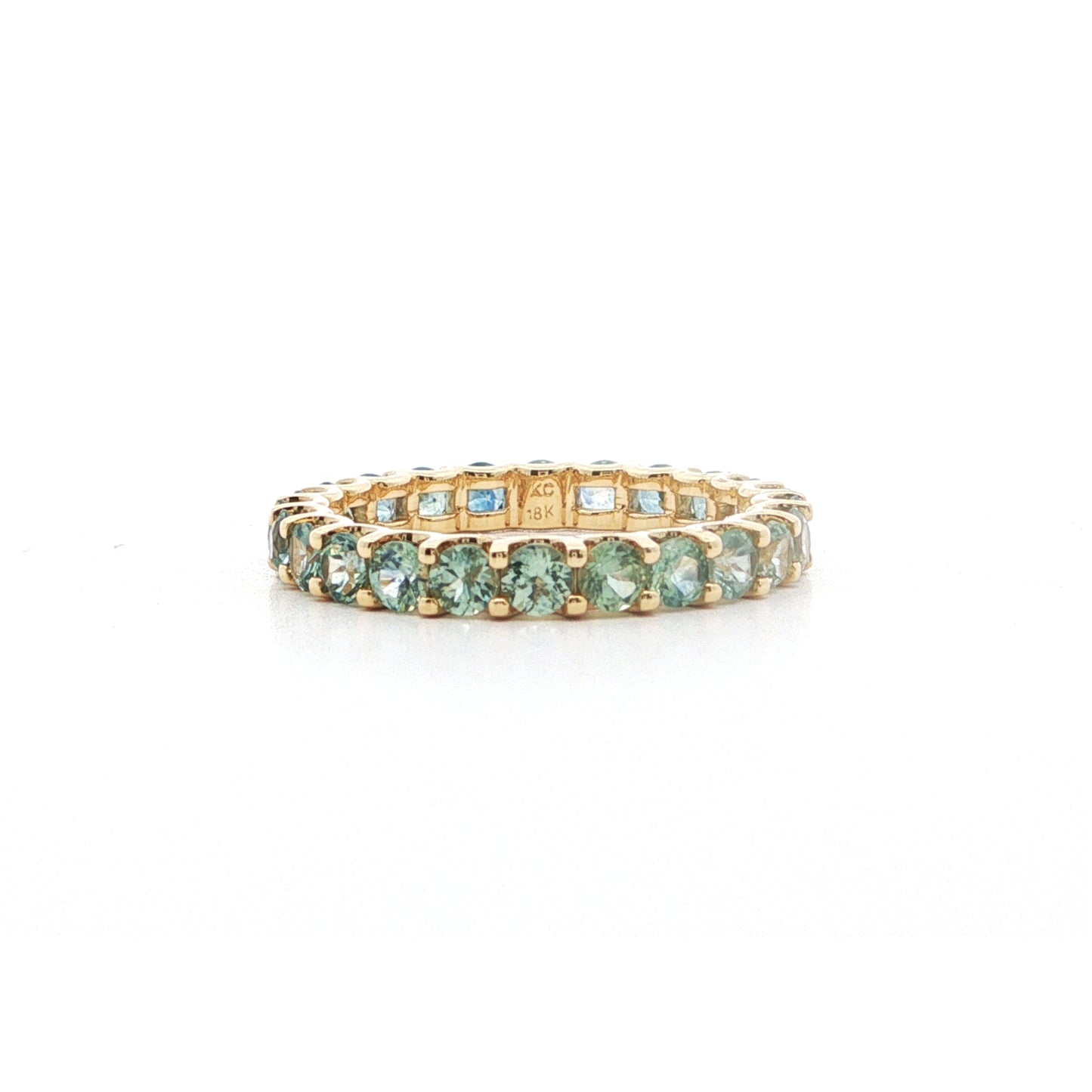 Montana Sapphire Round Eternity Band Ring 2.48ct 18K Yellow Gold Size 7