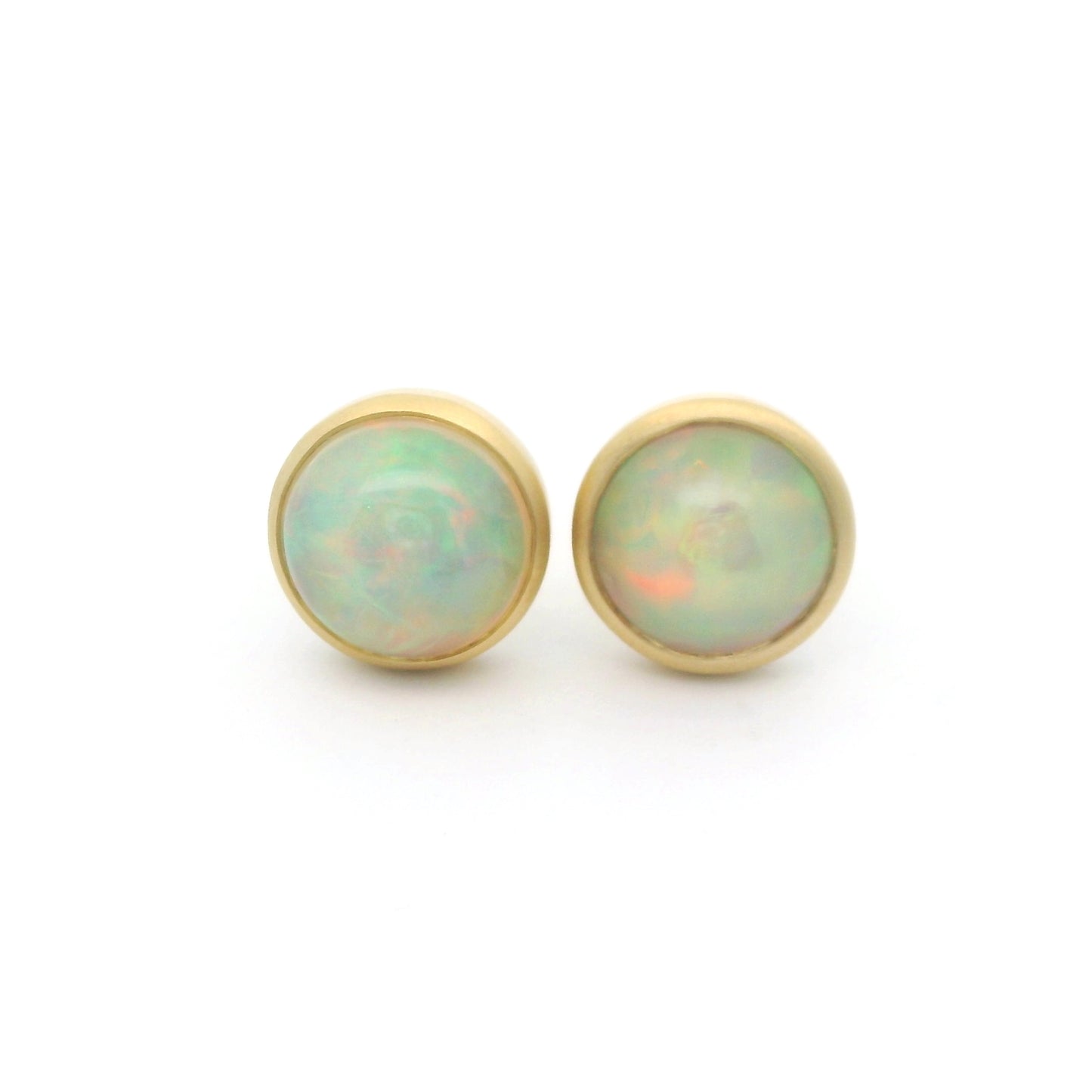 Opal Round Bezel Earring 0.50ct 18K Yellow Gold