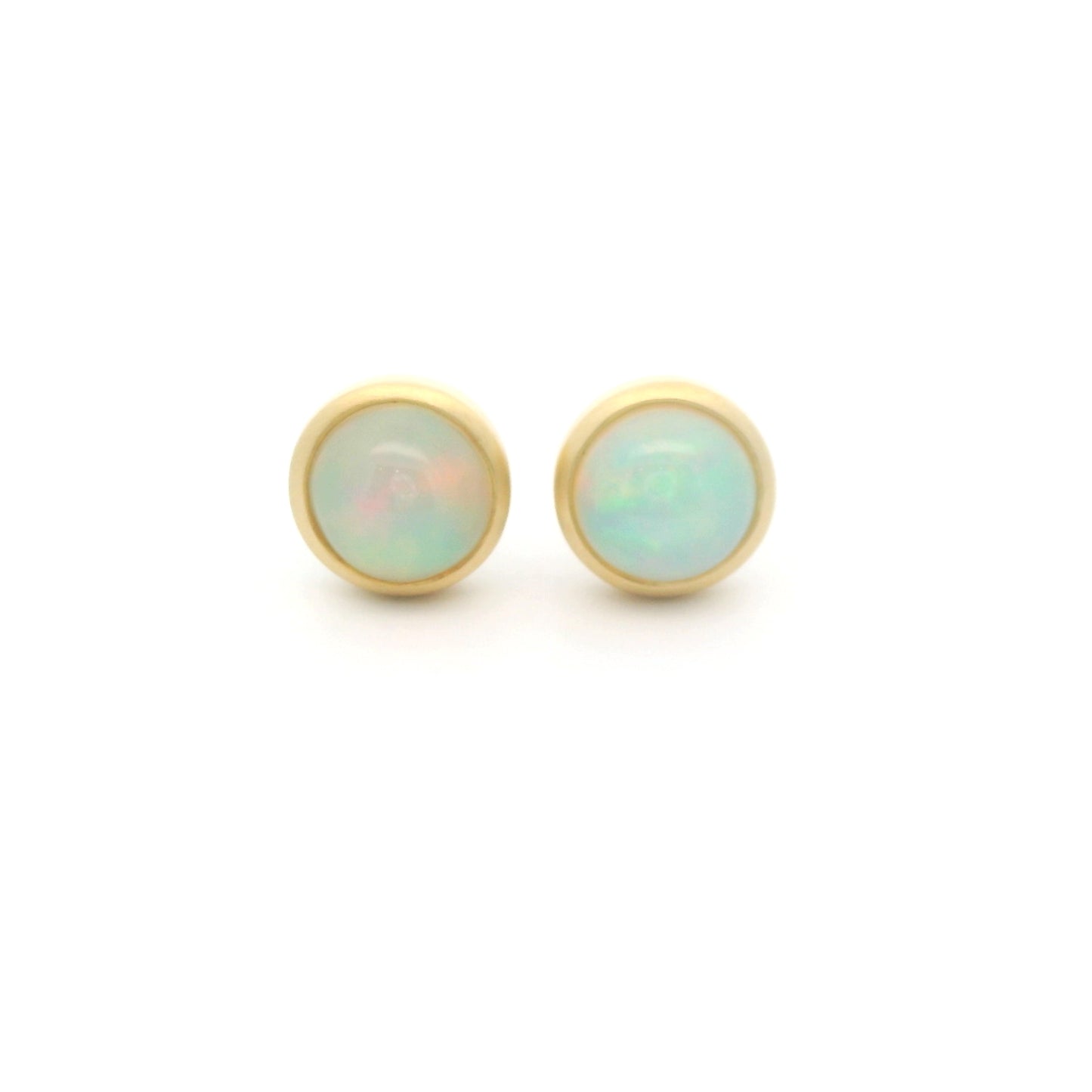 Opal Round Bezel Earring 1.19ct 18K Yellow Gold