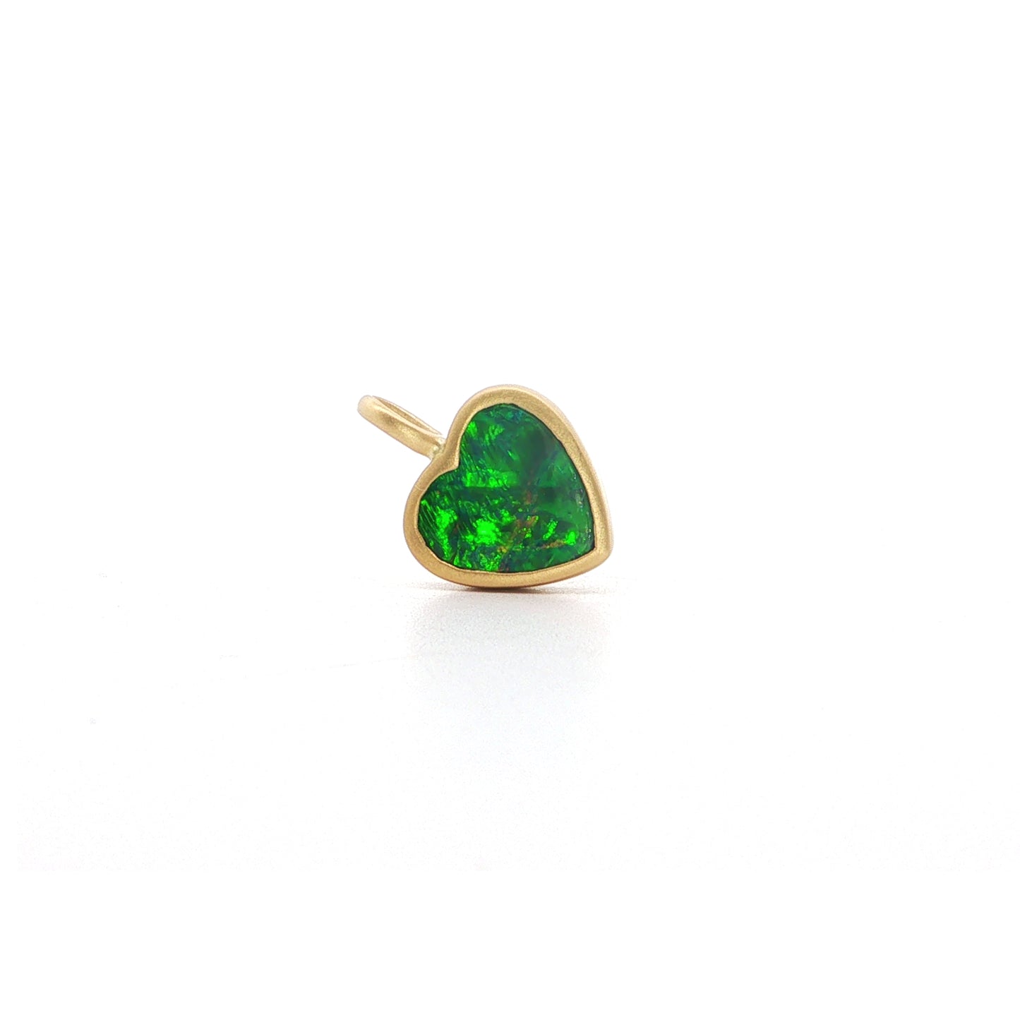 Opal Heart Bezel Pendant 1.10ct 18K Yellow Gold