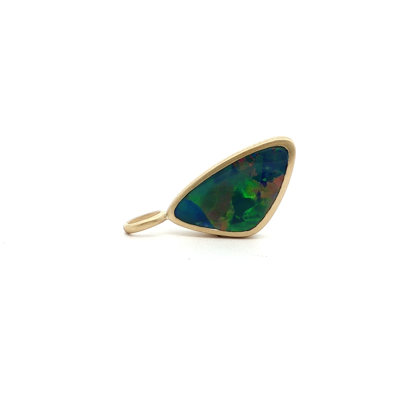 Opal Fancy Cut Bezel Pendant 1.66ct 18K Yellow Gold