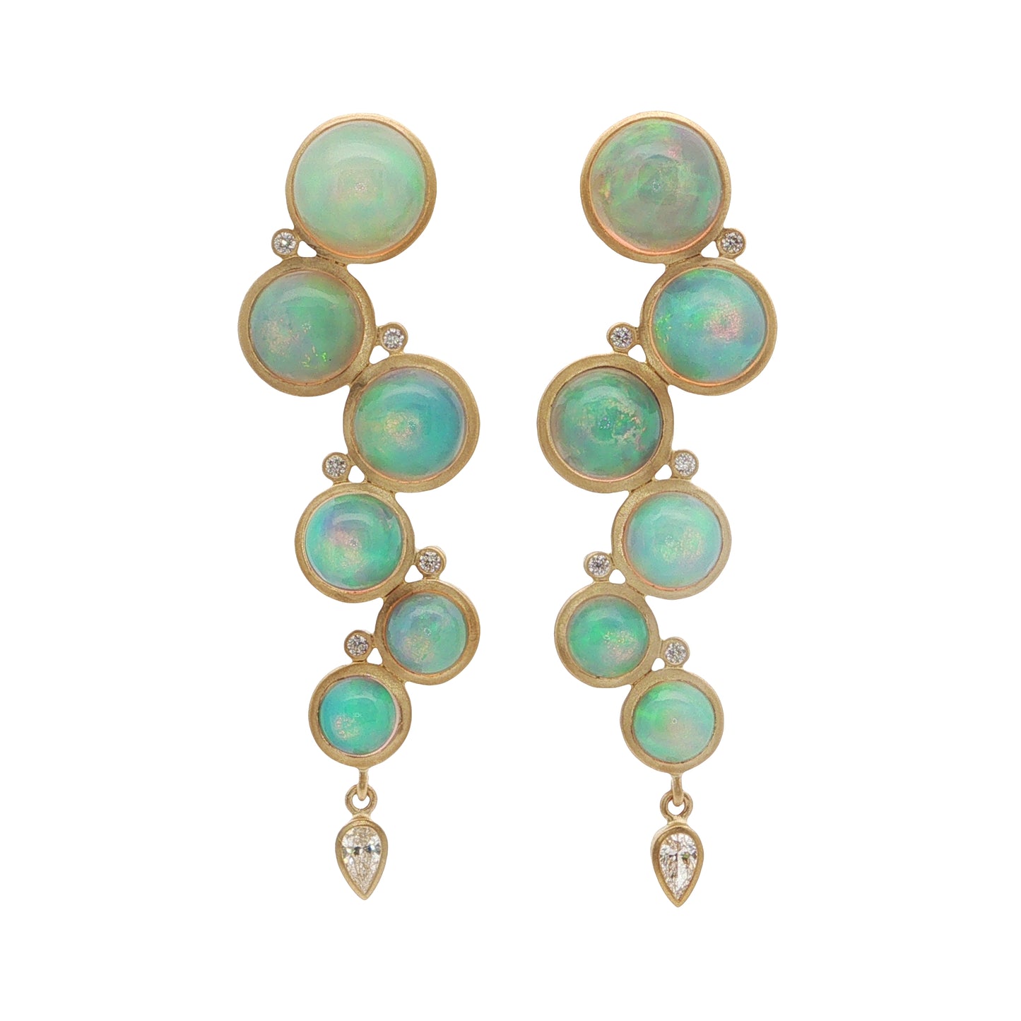 Opal Round Bezel with Diamonds Earring 8.41/0.26ct 18K Yellow Gold/Sterling Silver
