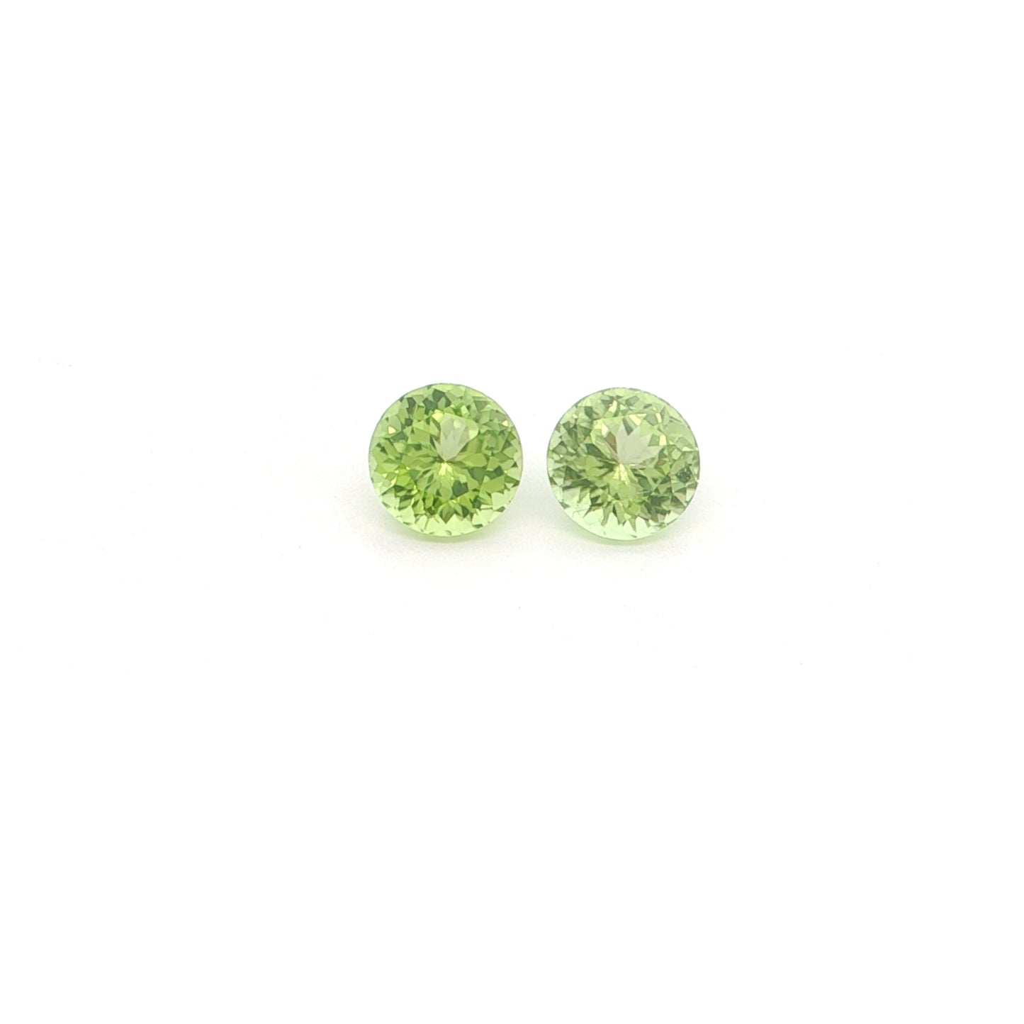 Pakistani Peridot Round Matched Pair 2.58ct (N) 6.5mm (3) 70pct
