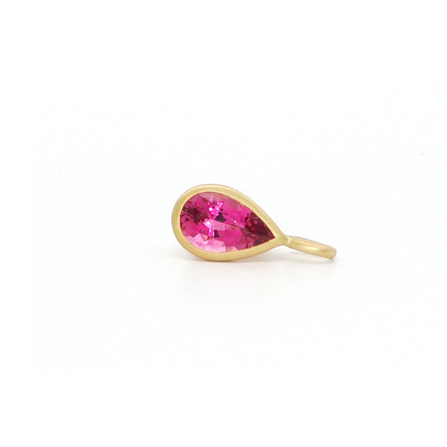 Pink Tourmaline Pear Shape Bezel Pendant 0.88ct 18K Yellow Gold