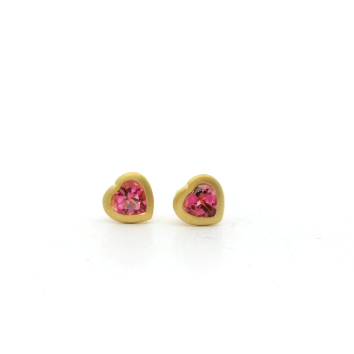 Pink Tourmaline Heart Bezel Earring 0.43ct 18K Yellow Gold