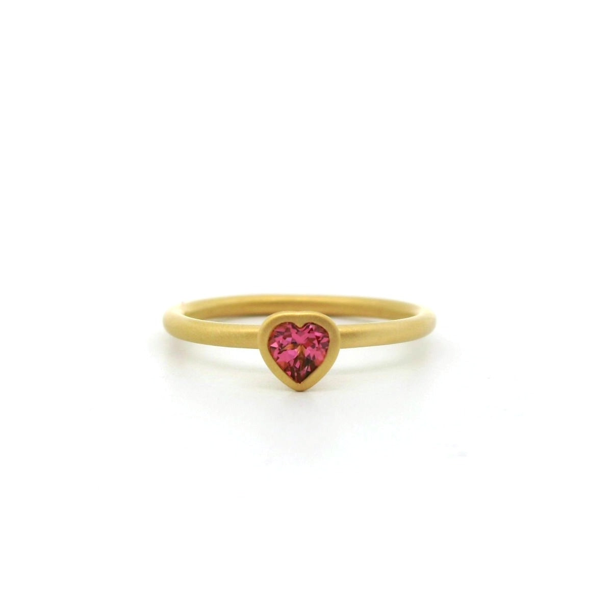 Pink Tourmaline Heart Yumdrop Ring 0.25ct 18K Yellow Gold Size 6.5
