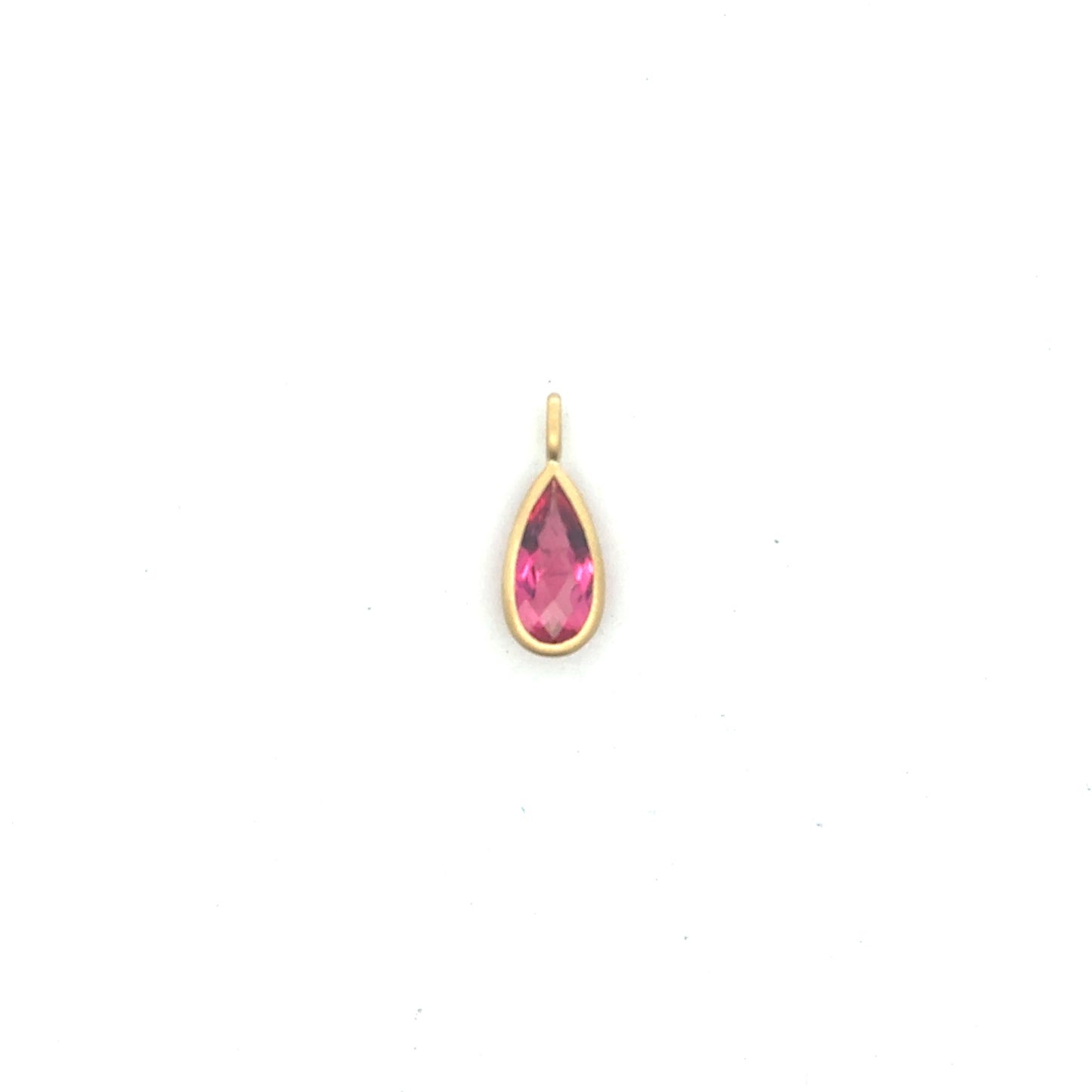 Pink Tourmaline Pear Shape Bezel Pendant 1.23ct 18K Yellow Gold