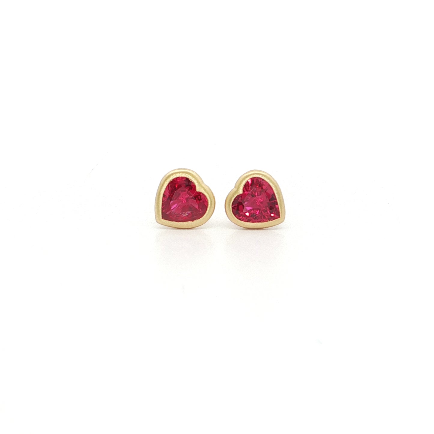 Ruby Heart Bezel Earring 0.80ct 18K Yellow Gold