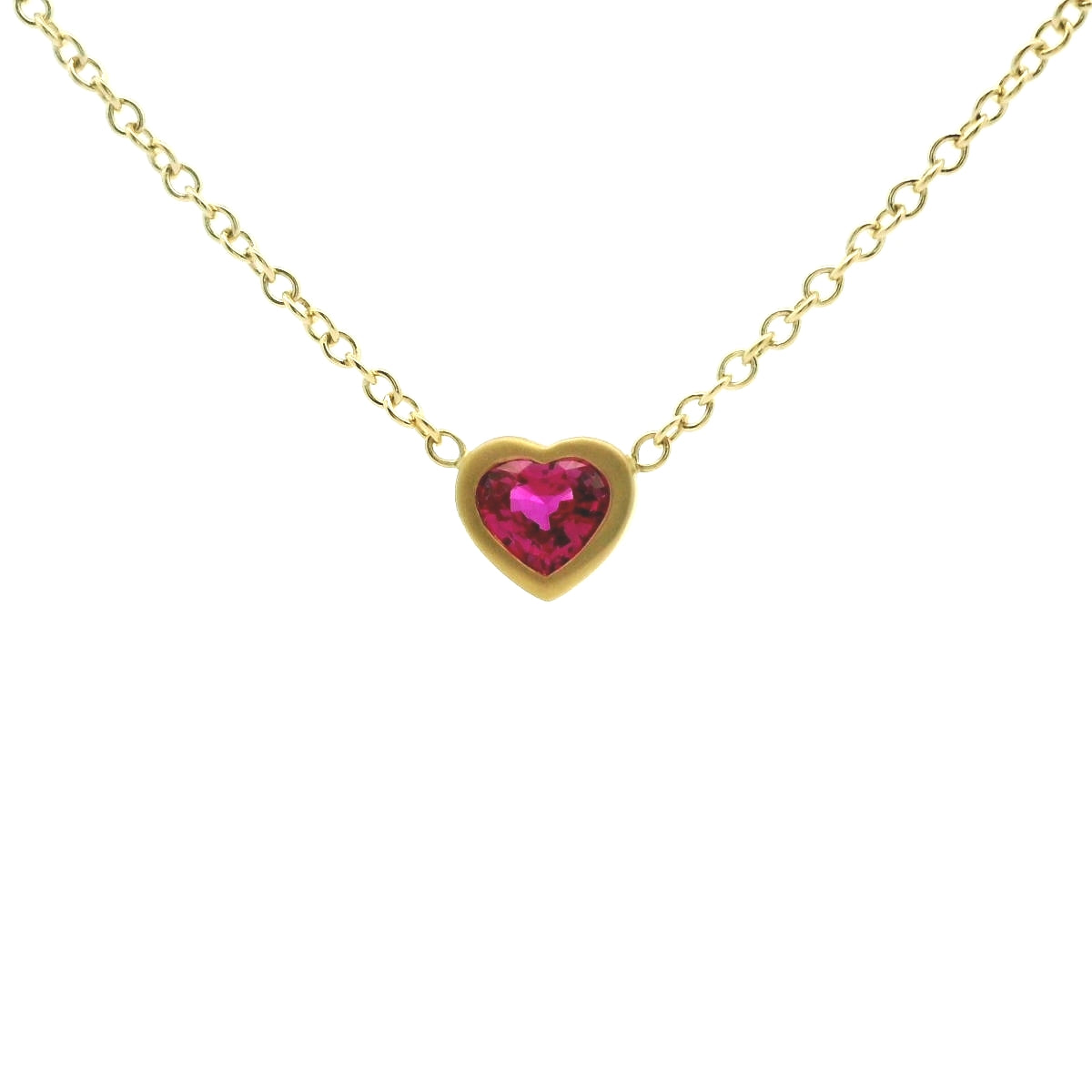 Ruby Heart Bezel Necklace 0.50ct 18K Yellow Gold (2)