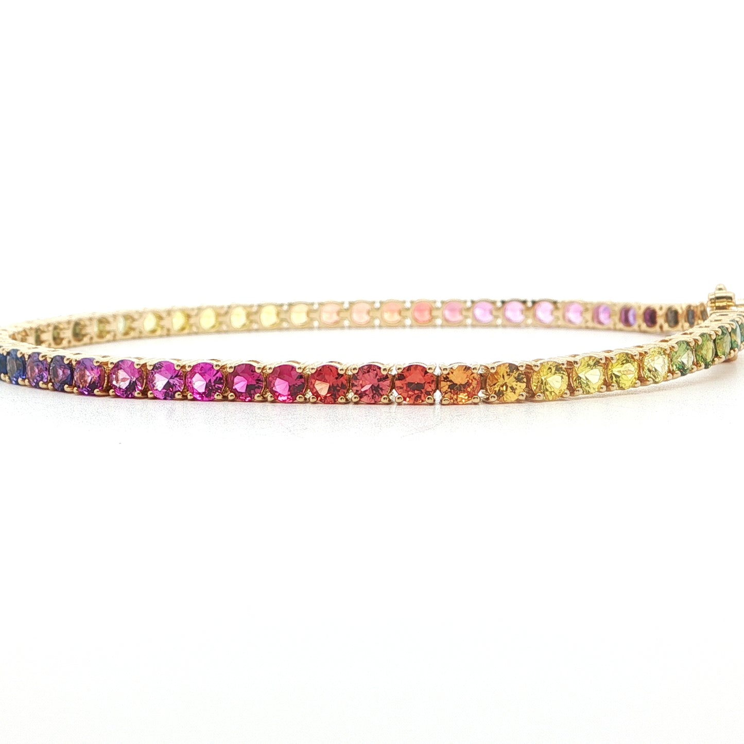 Rainbow Round Tennis Bracelet 5.80ct 18K Yellow Gold