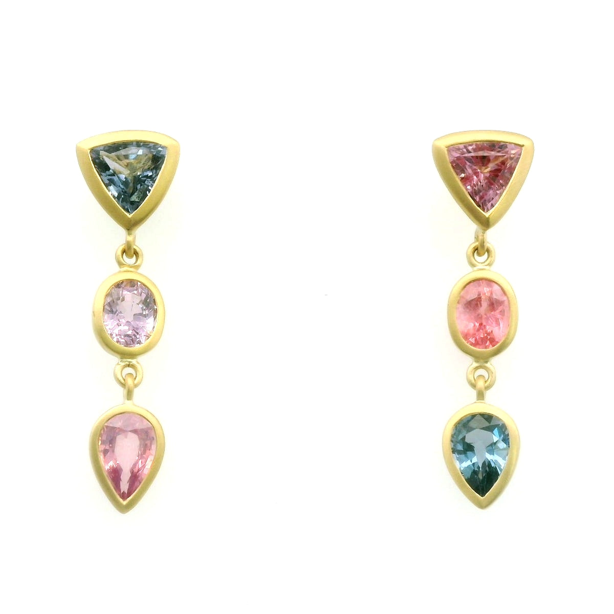 Spinel Mixed Stones Bezel Earring 2.99ct 18K Yellow Gold