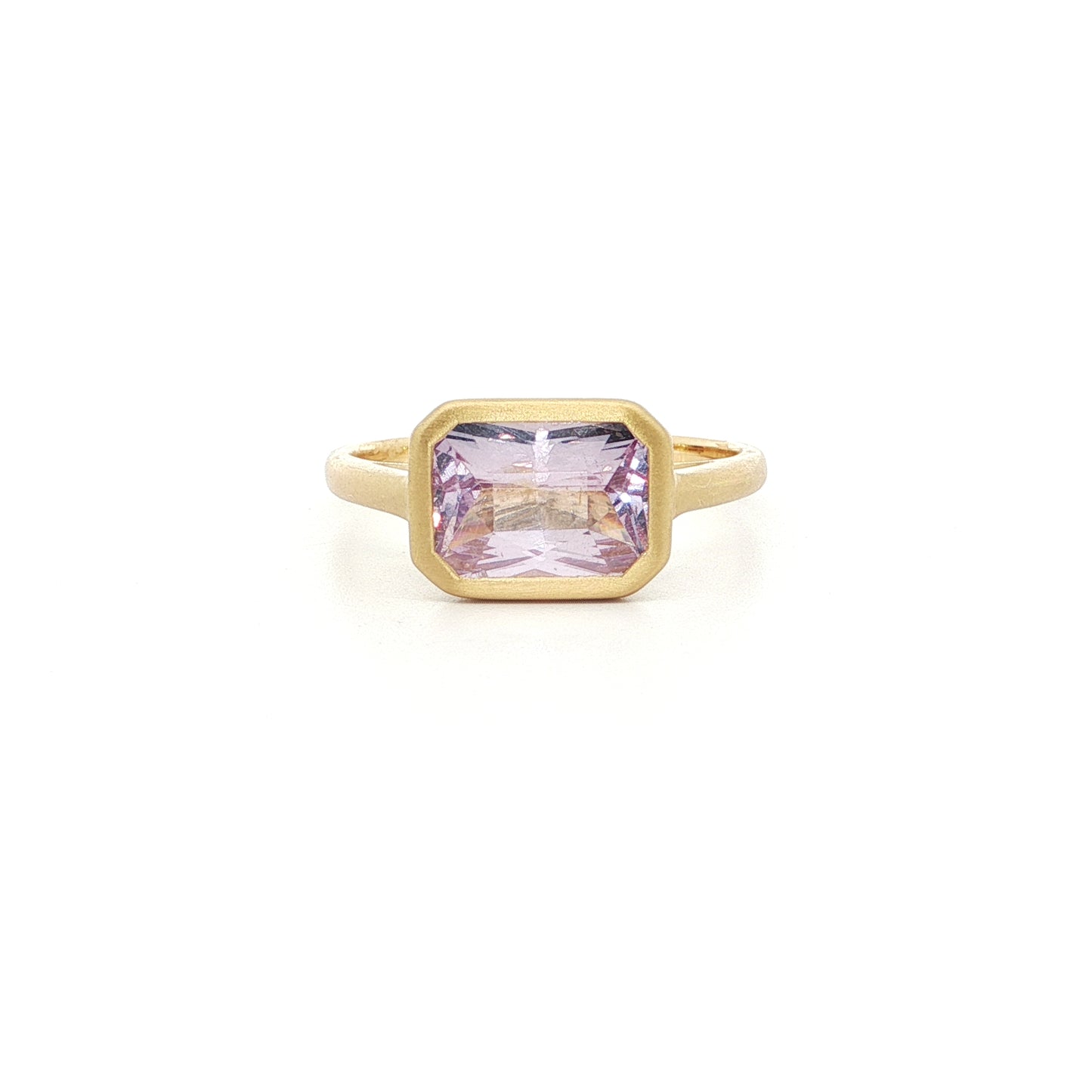Purple Spinel Radiant Bezel Ring 2.04ct 18K Yellow Gold Size 7