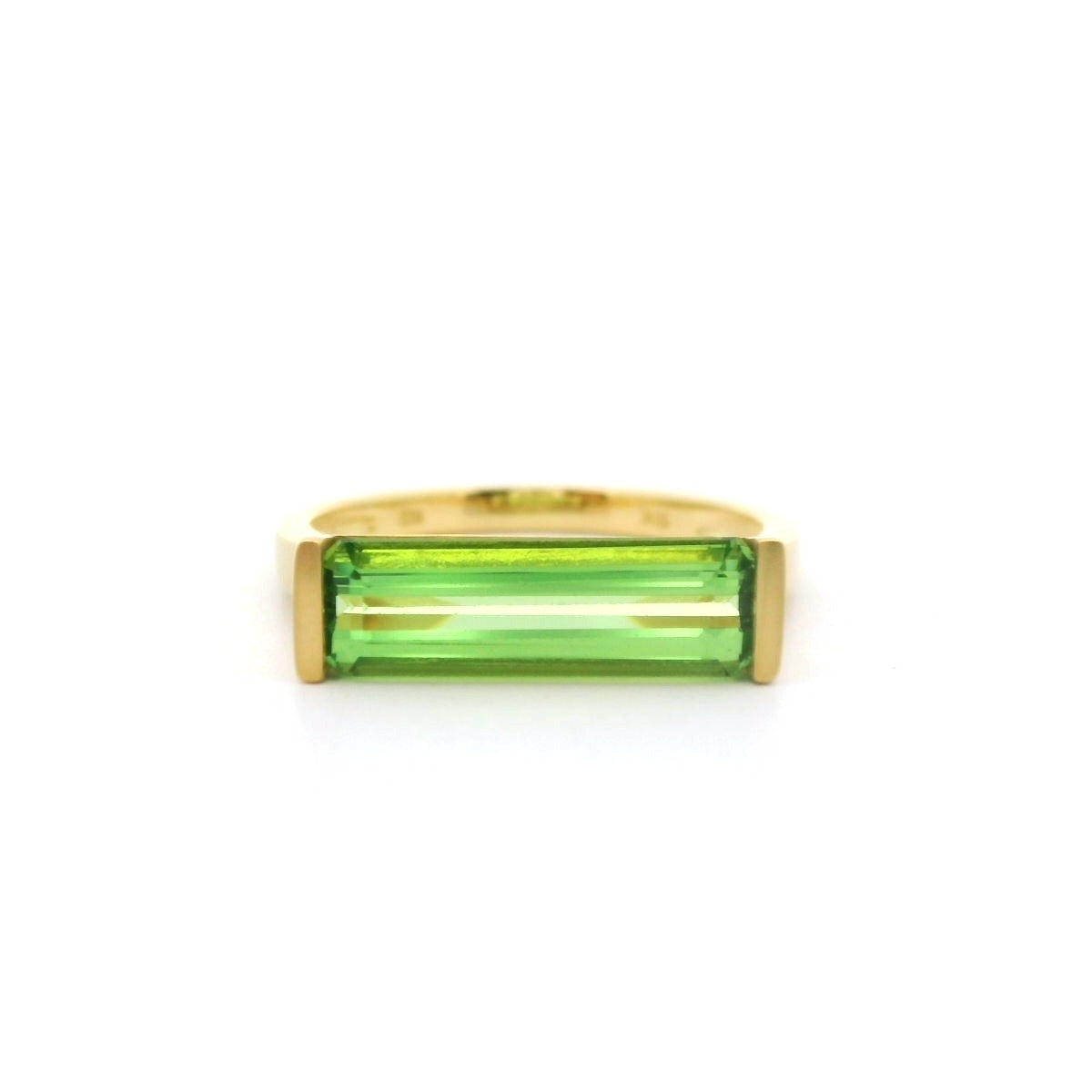 Tsavorite Garnet Baguette 1/2BZL Ring 2.59ct 18K Yellow Gold Size 7