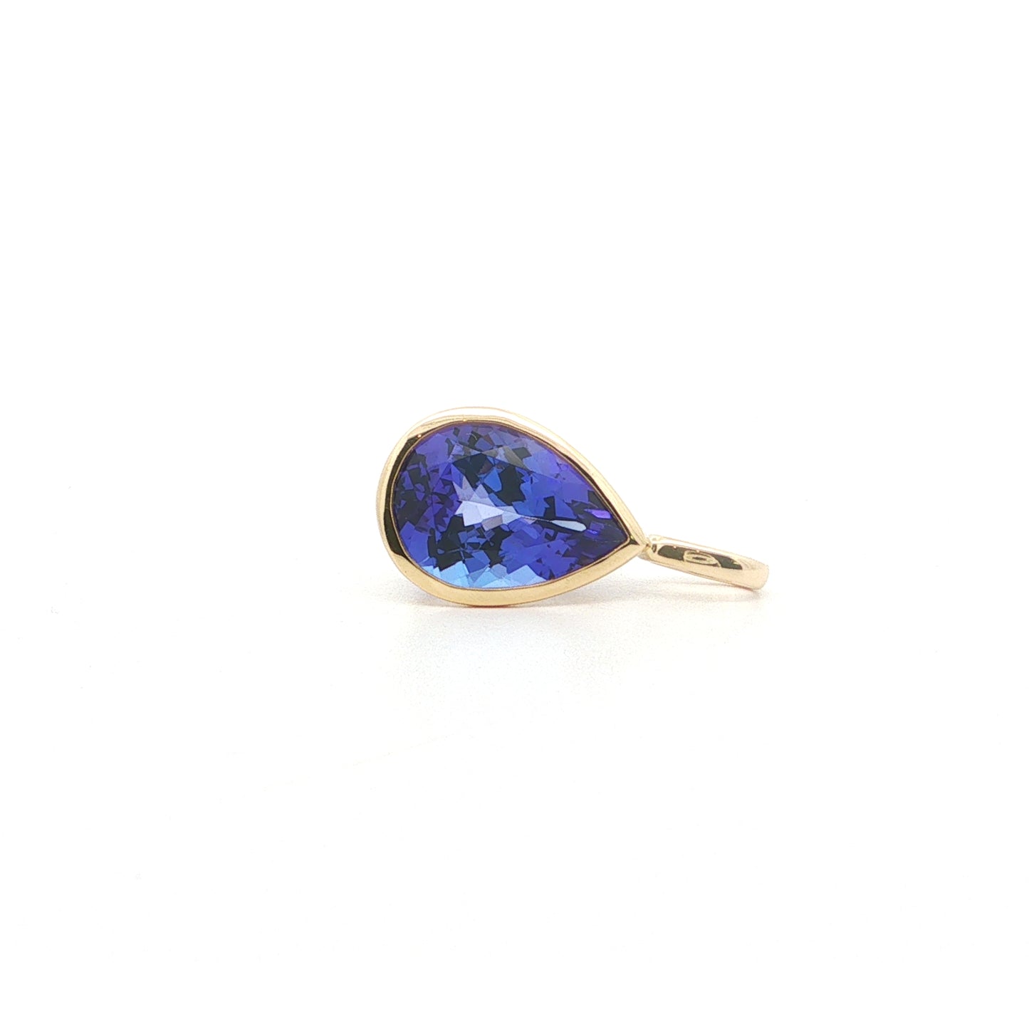 Tanzanite Pear Shape Bezel Pendant 2.80ct 18K Yellow Gold